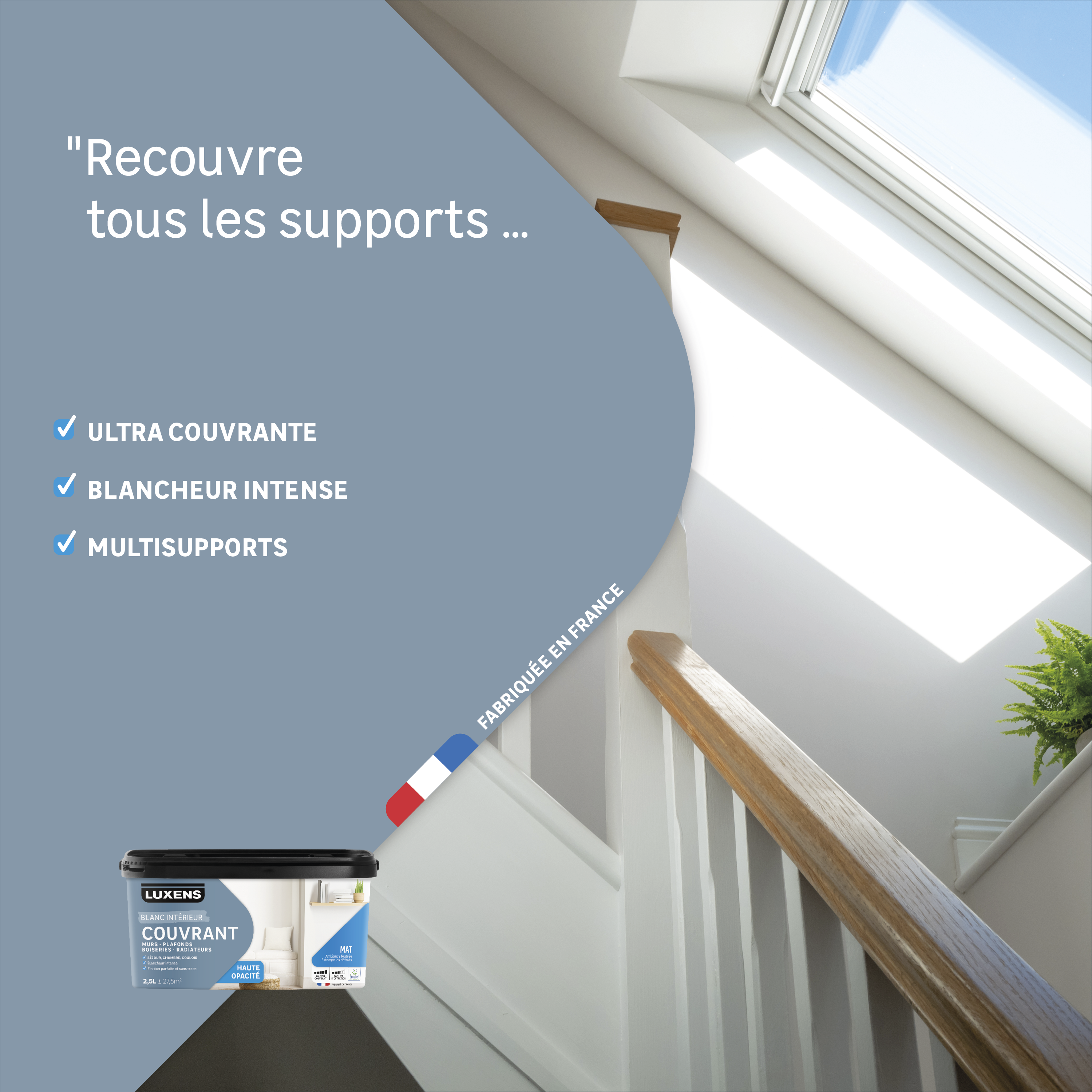 Peinture mur, plafond, boiserie, blanc mat LUXENS Couvrant 2.5L - 2