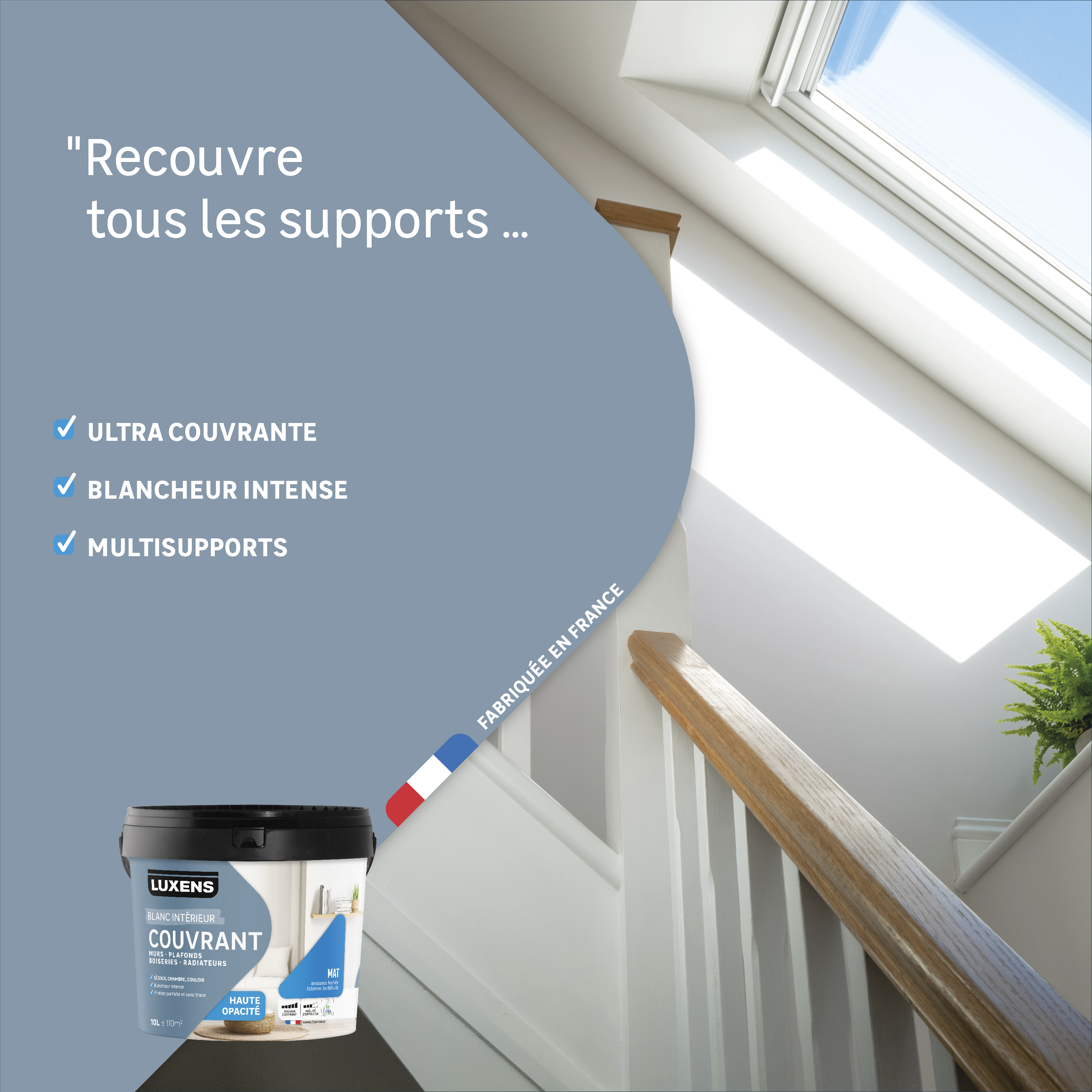 Peinture mur, boiserie, plafond blanc mat LUXENS Couvrant 10L - 2