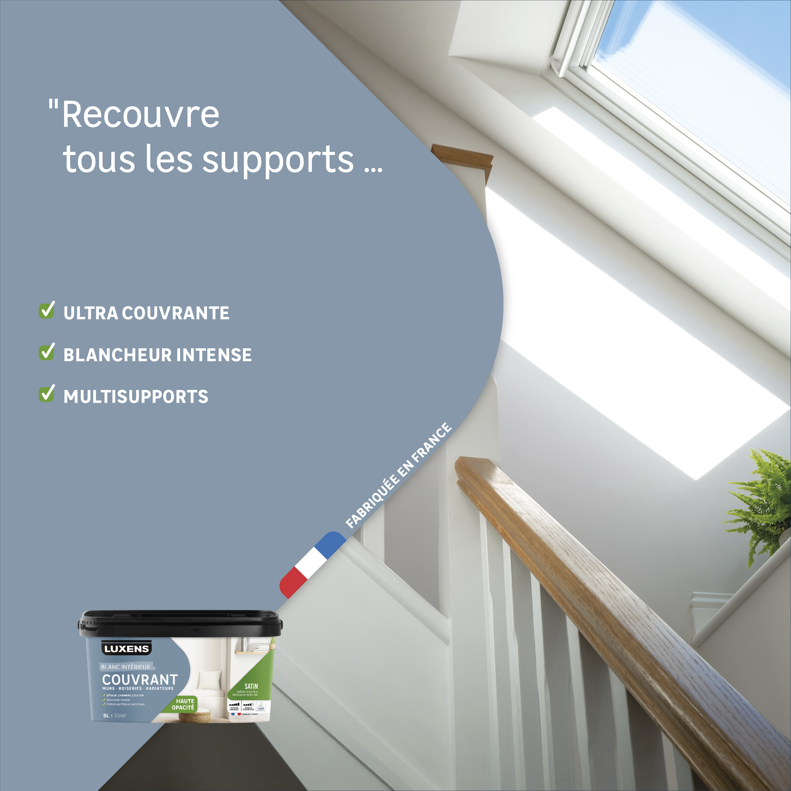Peinture mur, boiserie, radiateur blanc satin LUXENS Couvrant 5L - 3