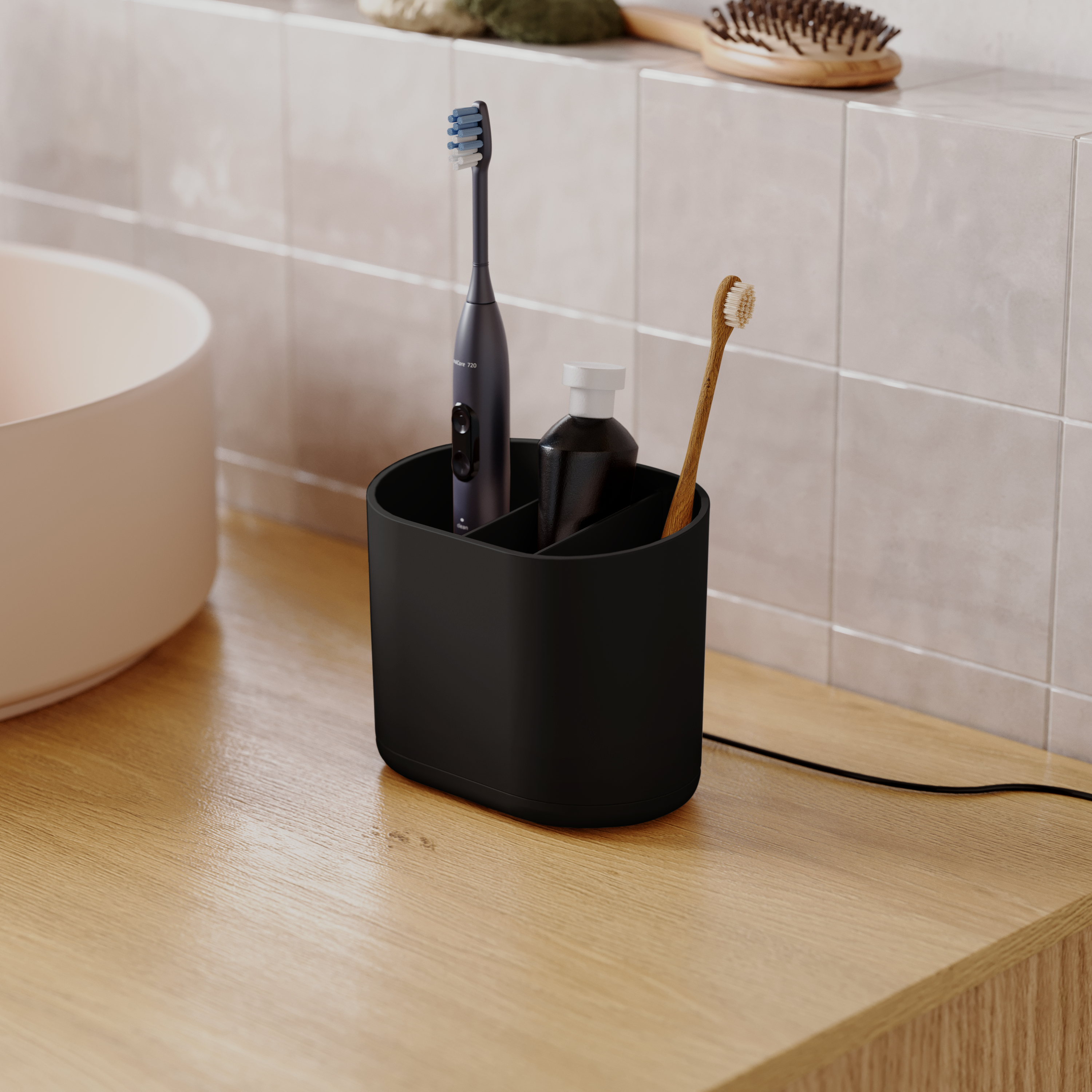 Suporte para escovas de dentes preto Sensea Easy - 4