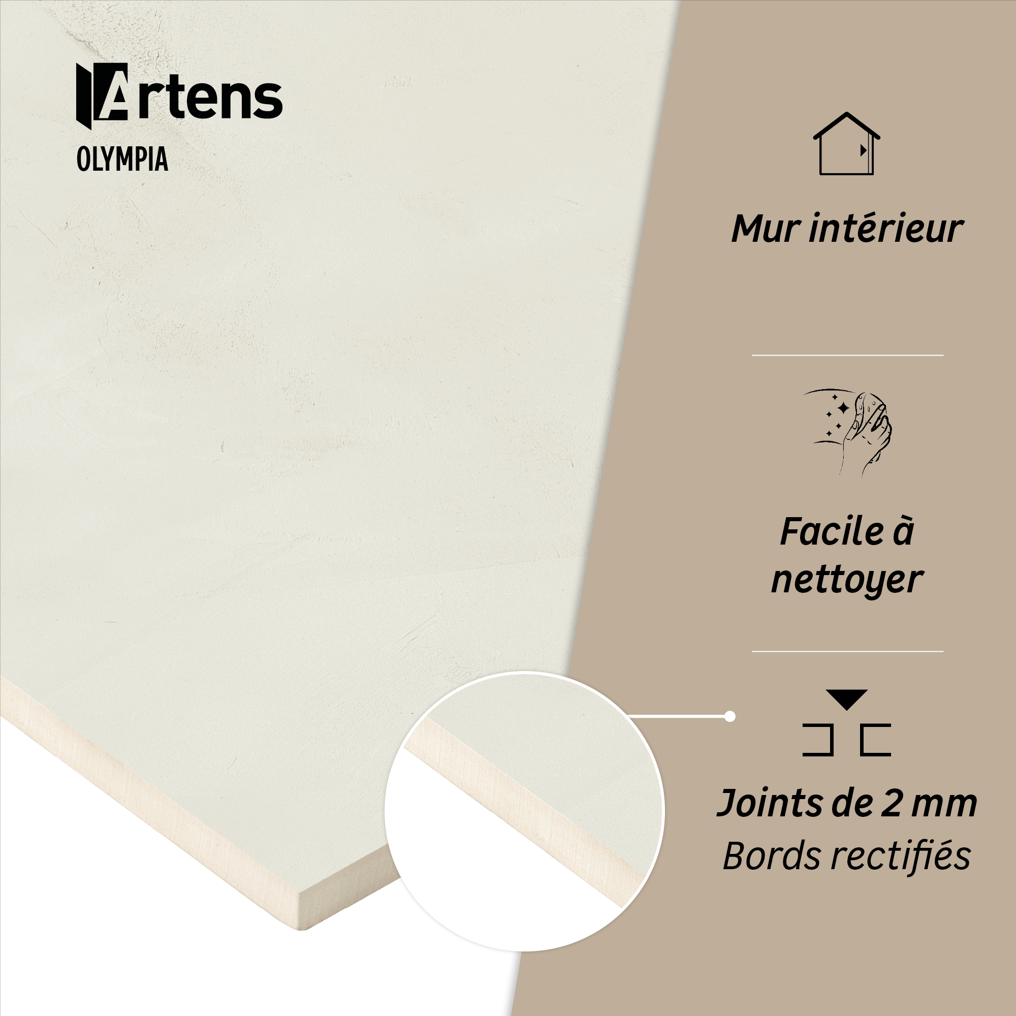 Carrelage mur intérieur effet béton blanc Olympia l.33.3 x L.90 cm ARTENS - 6