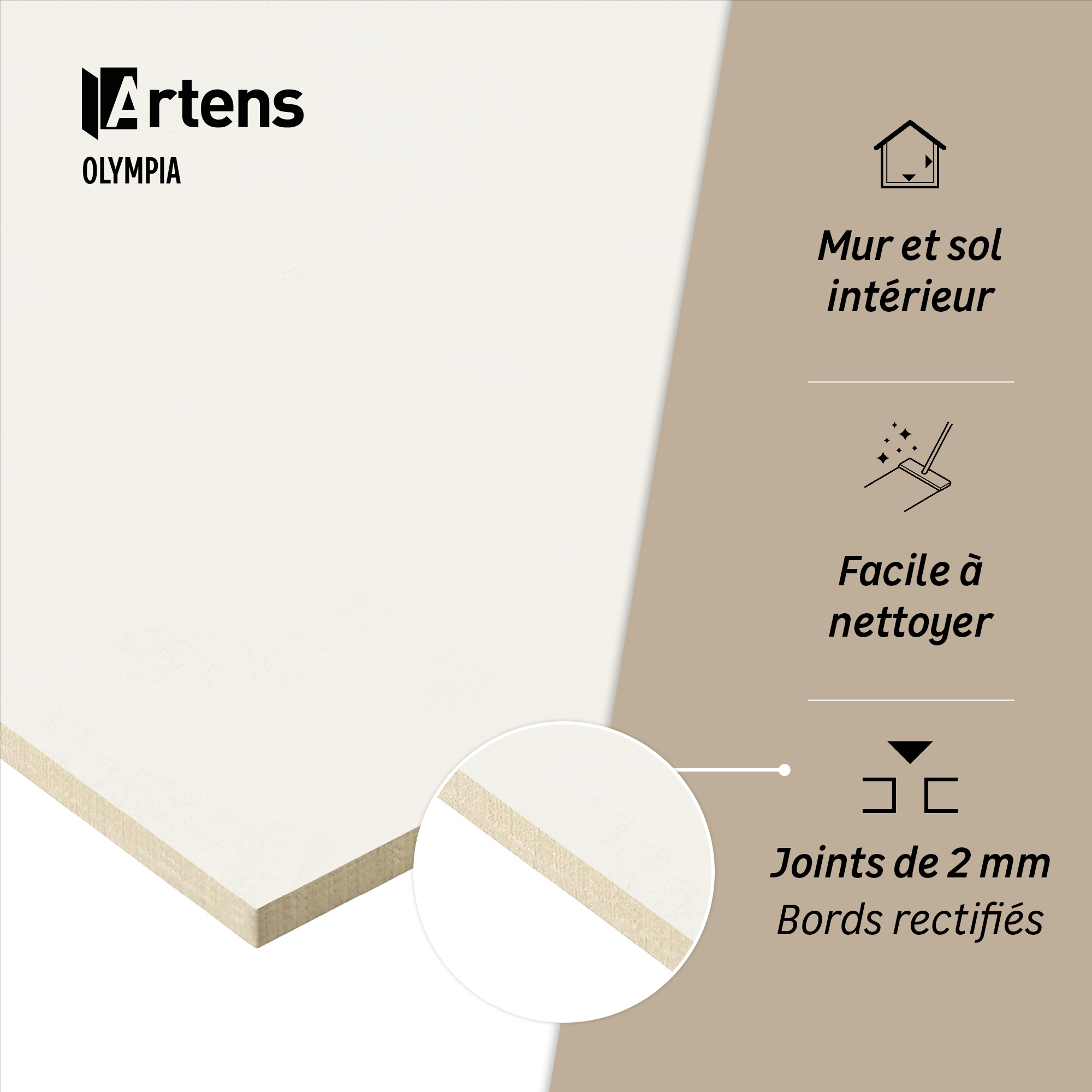 Carrelage sol/mur intérieur effet béton blanc Olympia l.59.5 x L.59.5 cm ARTENS - 5