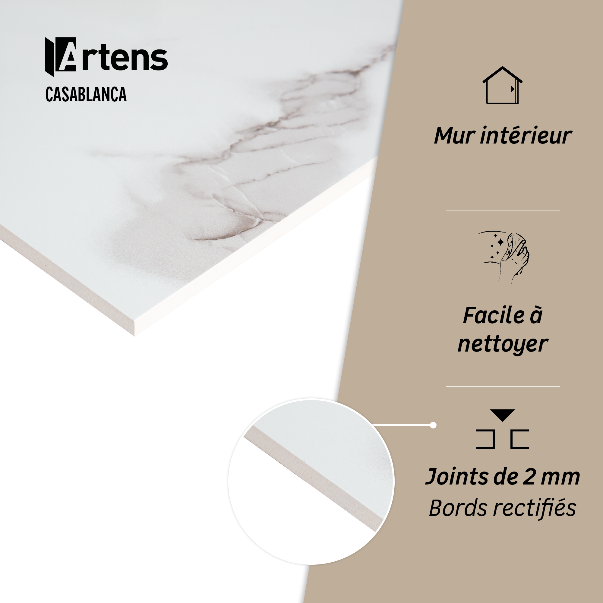 Carrelage mur intérieur effet marbre Casablanca l.30.0 x L.60.0 cm ARTENS - 4