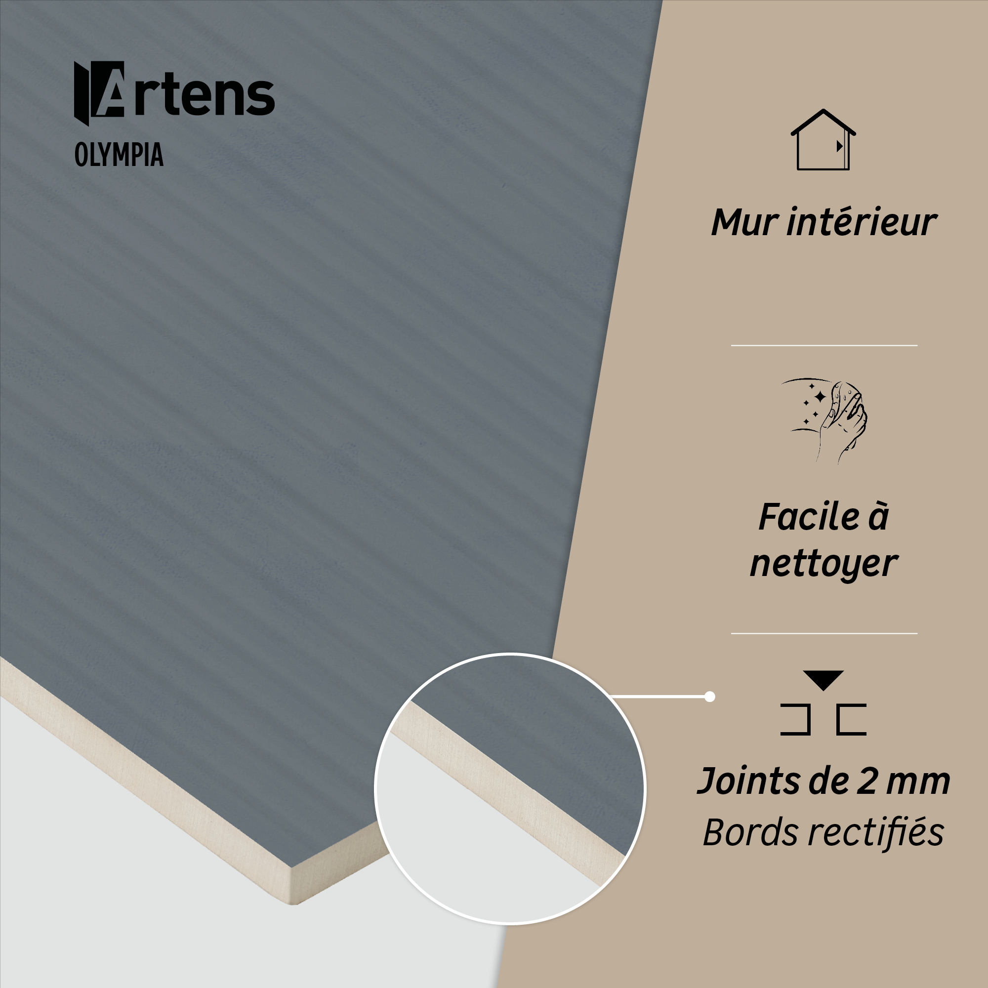 Carrelage mur intérieur effet béton bleu fonce Olympia l.33.3 x L.90 cm ARTENS - 7