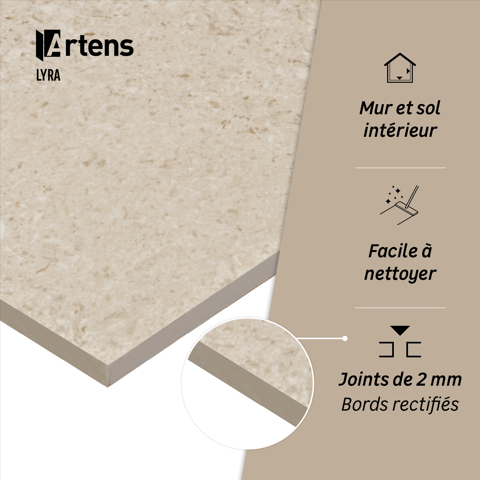 Carrelage sol/mur intérieur effet pierre beige Lyra l.60 x L.120 cm ARTENS - 5