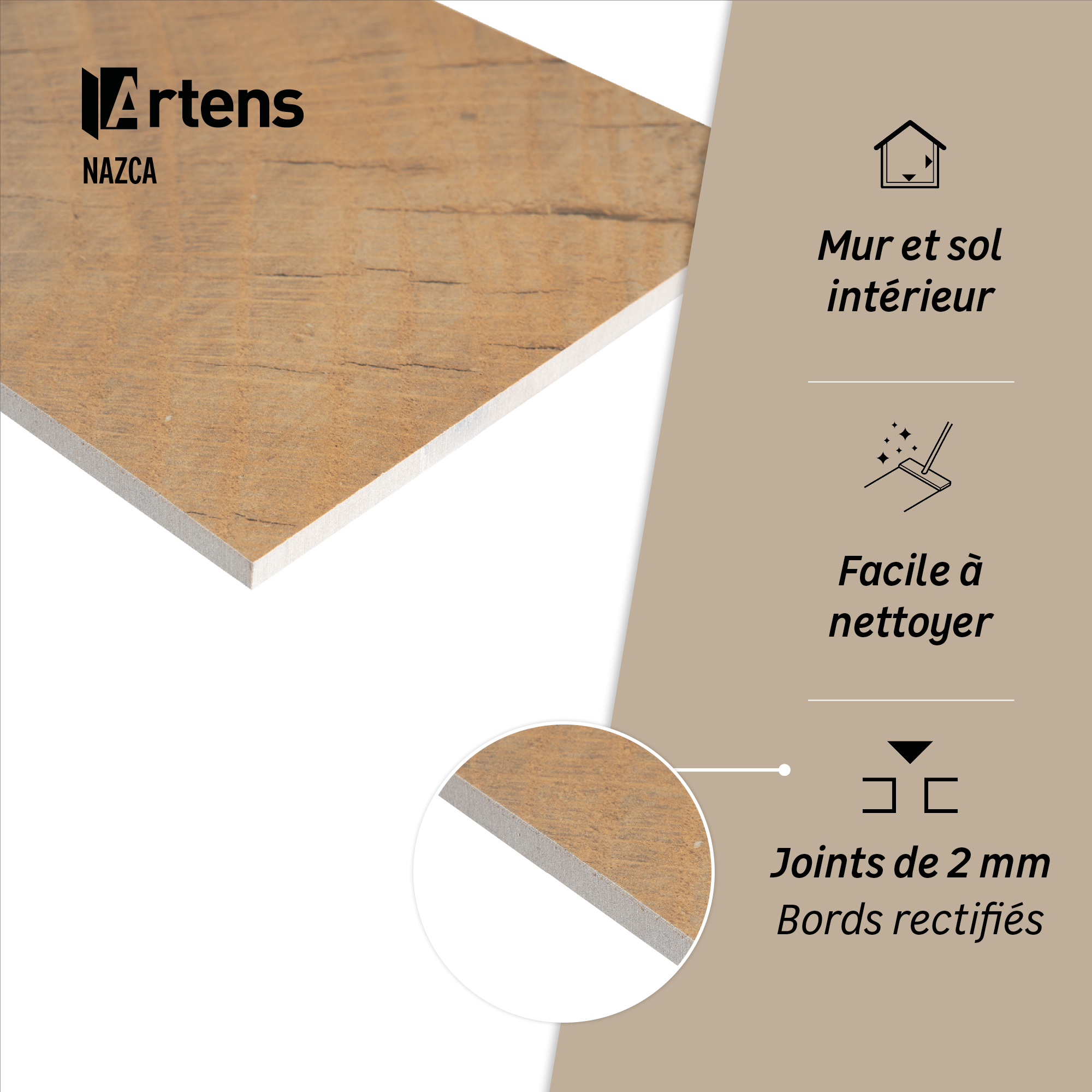 Carrelage sol/mur intérieur effet bois naturel Nazca l.20 x L.120 cm ARTENS - 4