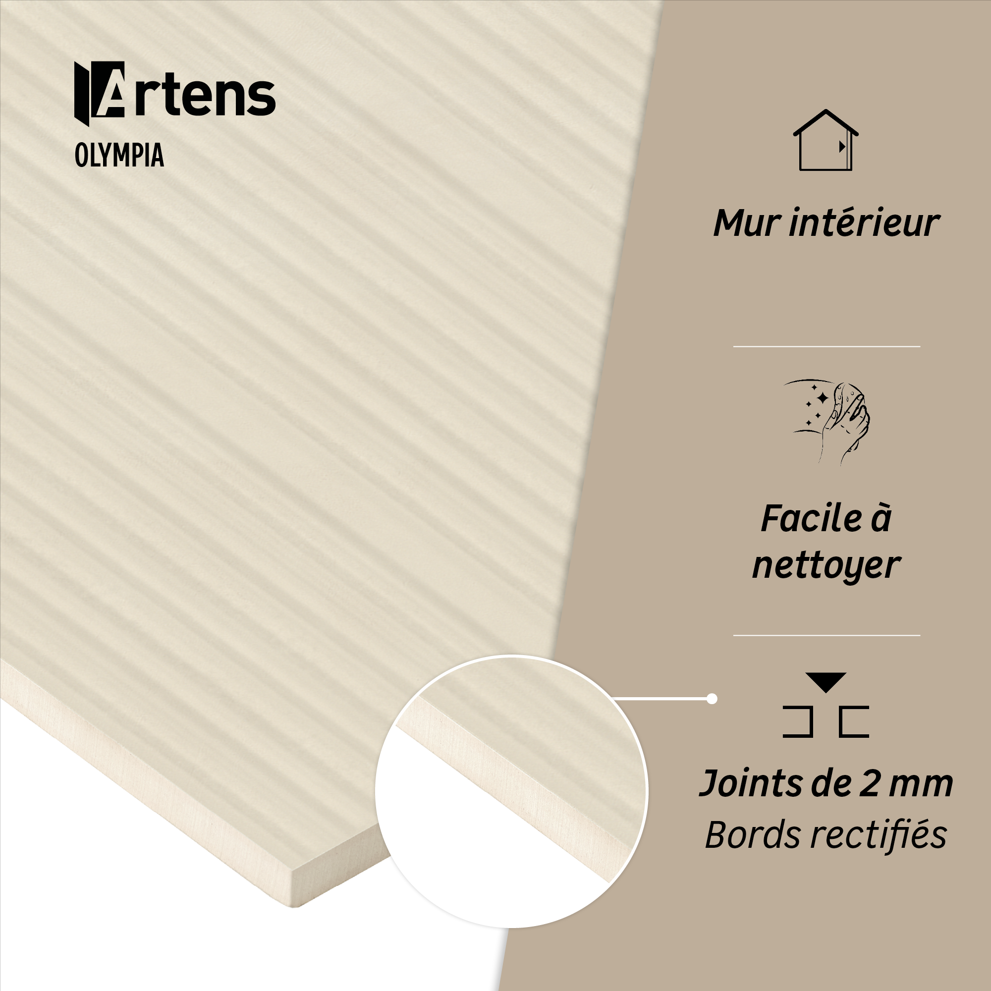 Carrelage mur intérieur effet béton beige Olympia l.33.3 x L.90 cm ARTENS - 5