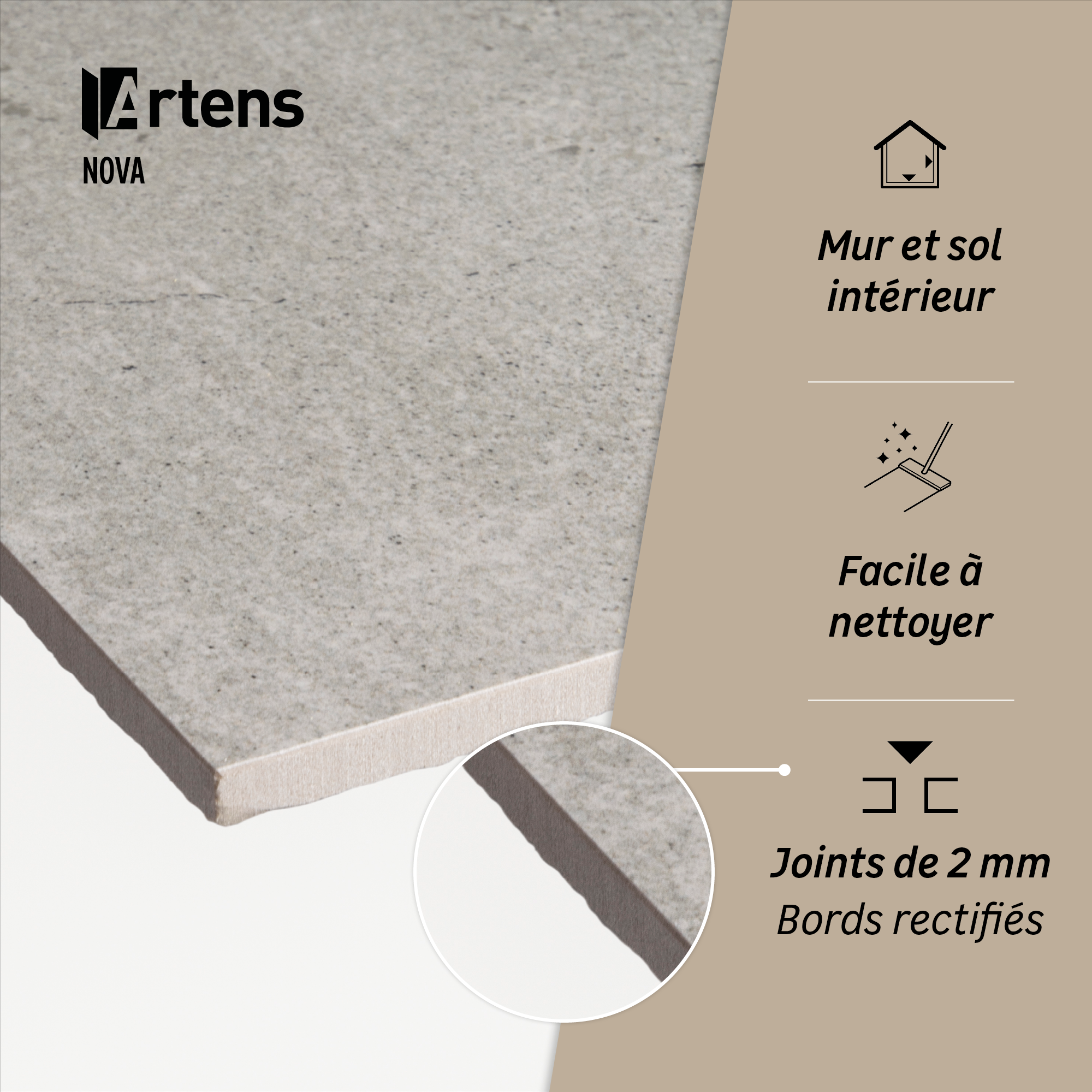 Carrelage sol intérieur/mur intérieur effet béton gris Nova l.60 x L.60cm ARTENS - 6