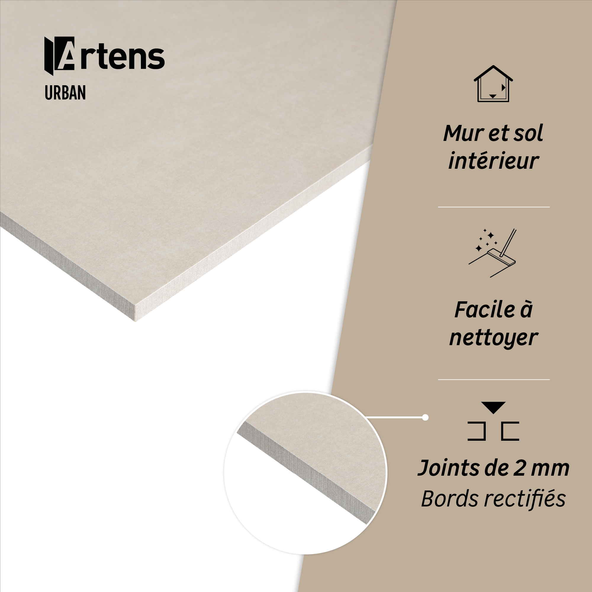 Carrelage sol/mur intérieur effet béton beige Urban l.60 x L.120 cm ARTENS - 4