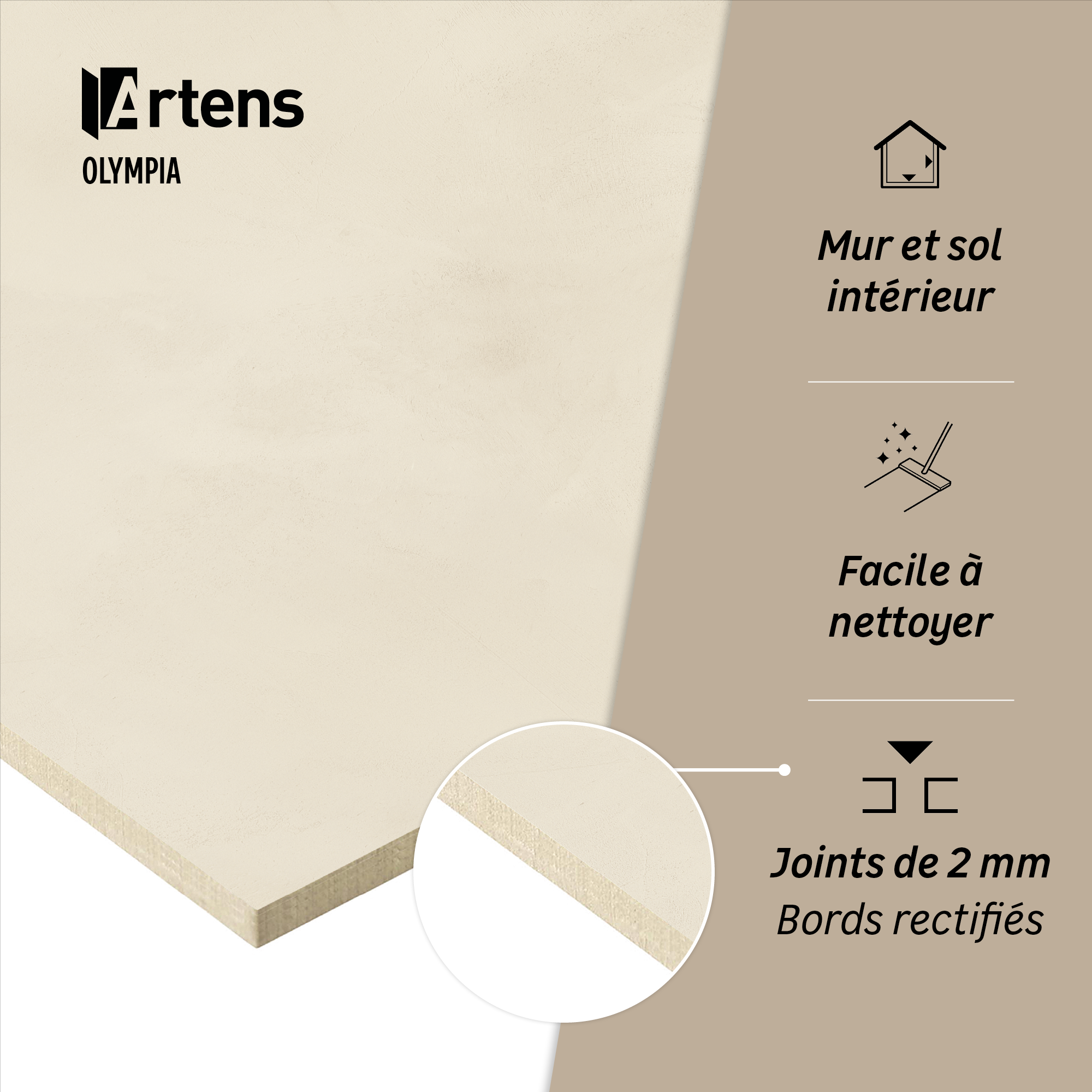 Carrelage sol/mur intérieur effet béton beige Olympia l.59.5 x L.59.5 cm ARTENS - 7