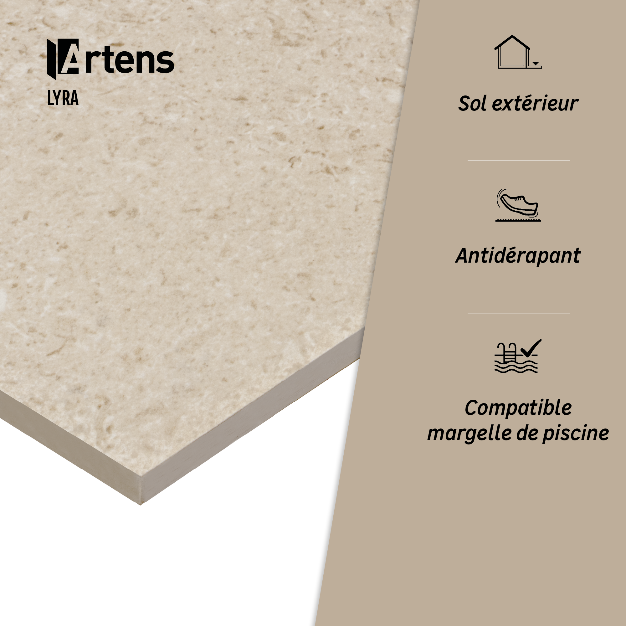 Carrelage sol extérieur effet pierre beige Lyra l.60.0 x L.120.0 cm x Ep.8.0 mm - 5