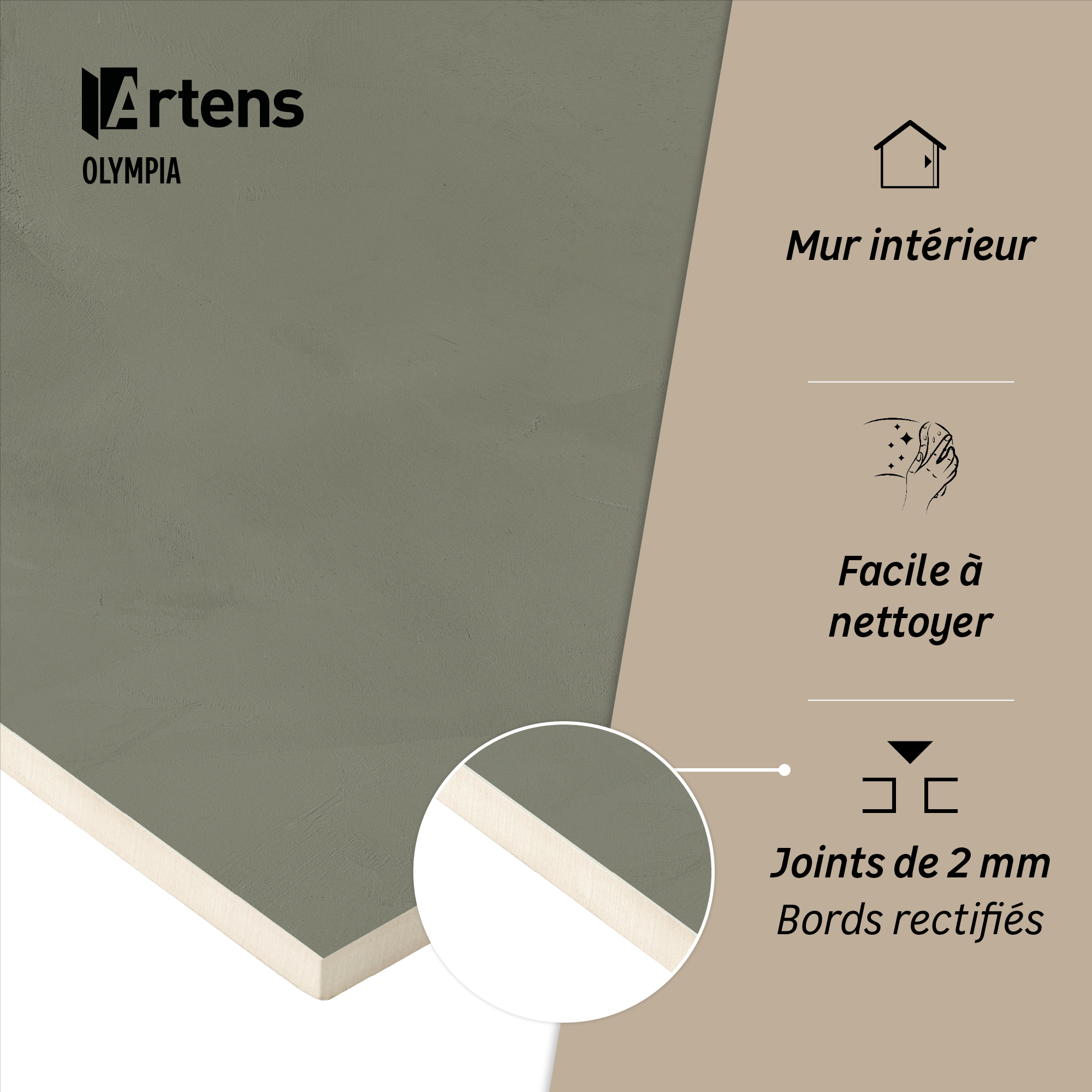 Carrelage mur intérieur effet béton kaki Olympia l.33.3 x L.90 cm ARTENS - 6