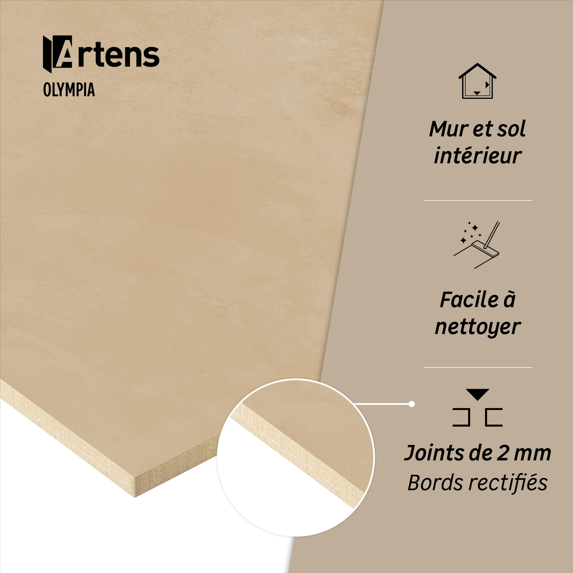 Carrelage sol/mur intérieur effet béton nude Olympia l.59.5xL.120cm ARTENS - 4
