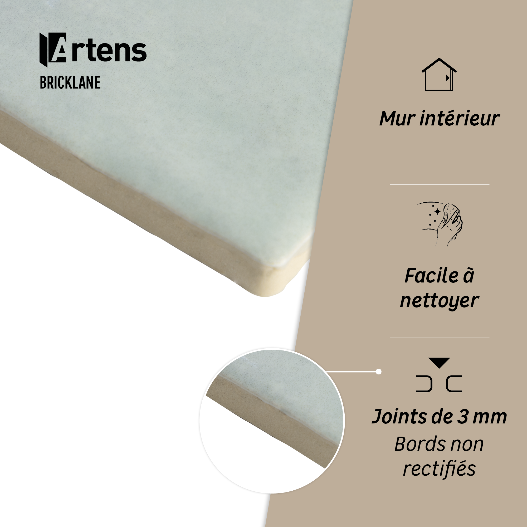 Carrelage mur intérieur Bricklane Aqua effet zellige l.10 x L.10 cm ARTENS - 4
