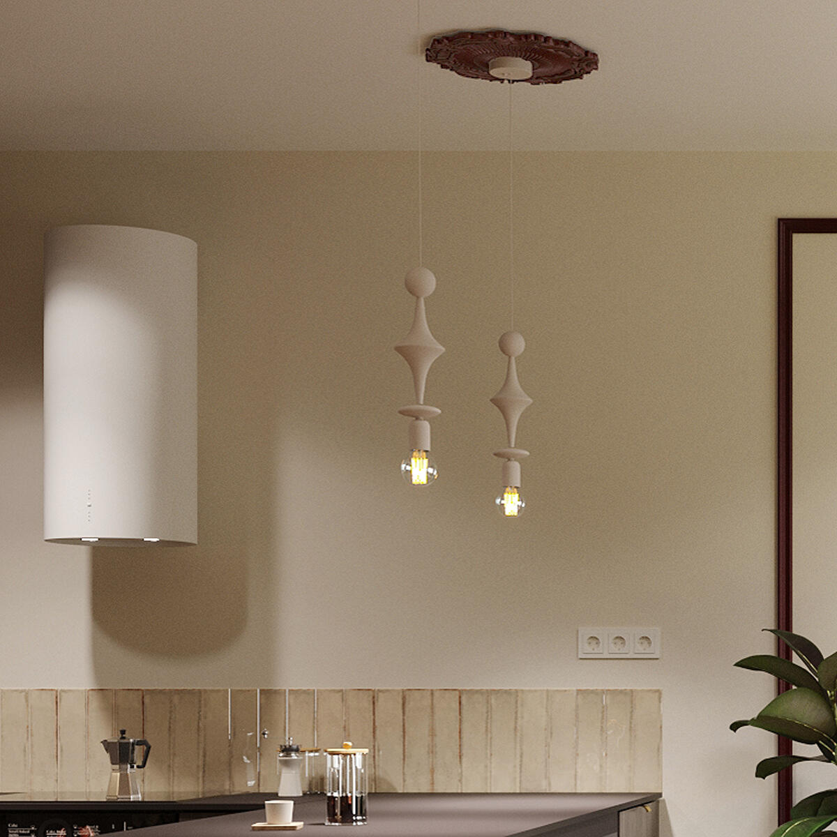 Lampa wisząca Tower Sabia 1xE27 15W 10 cm beżowa TK LIGHTING - 3