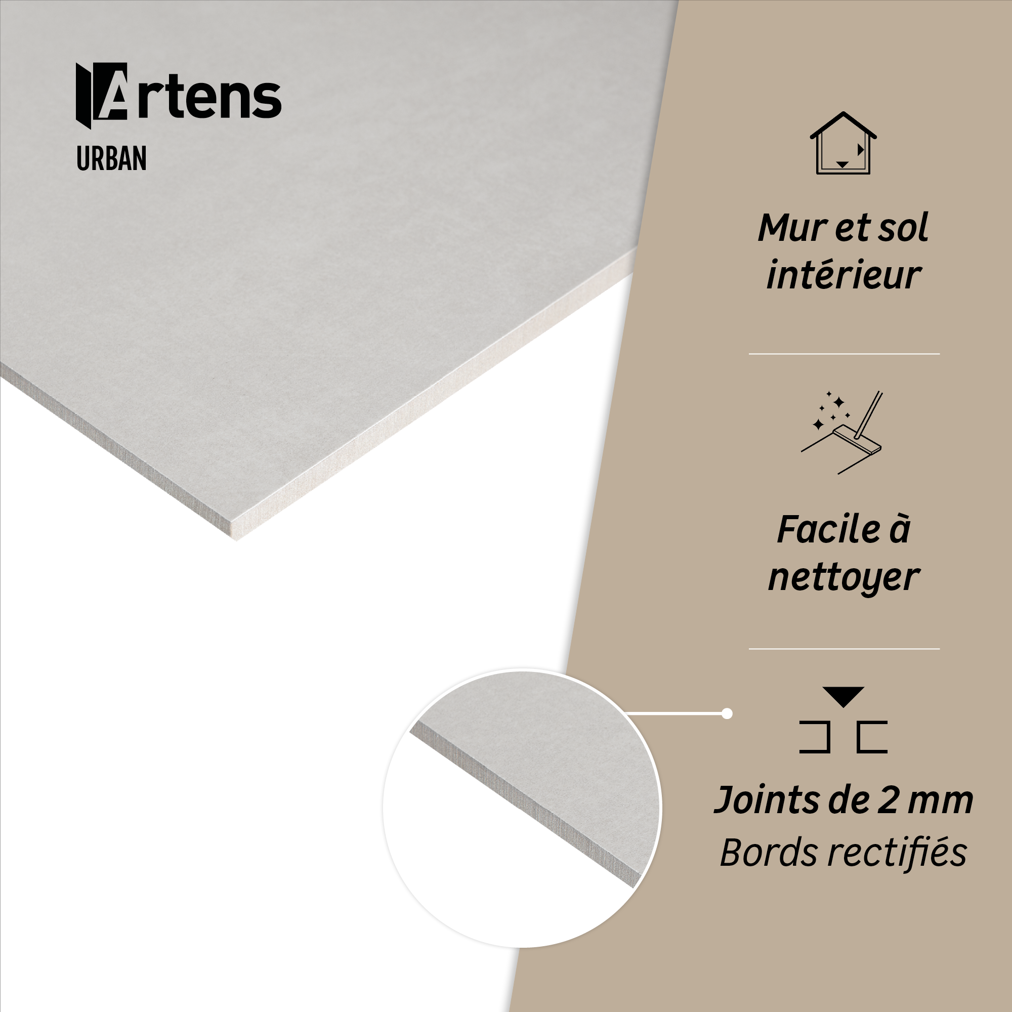 Carrelage sol/mur intérieur effet béton perle Urban l.60 x L.60 cm ARTENS - 5