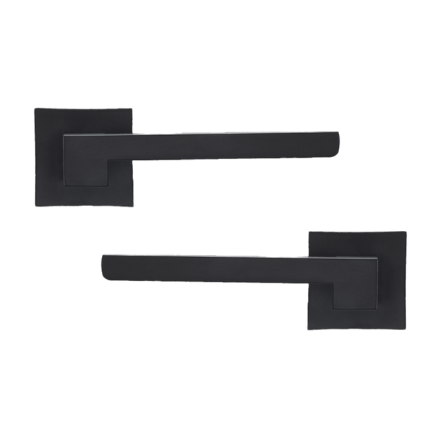 Juego de manilla con roseta cuadrada INSPIRE serie Manuela en aluminio negro