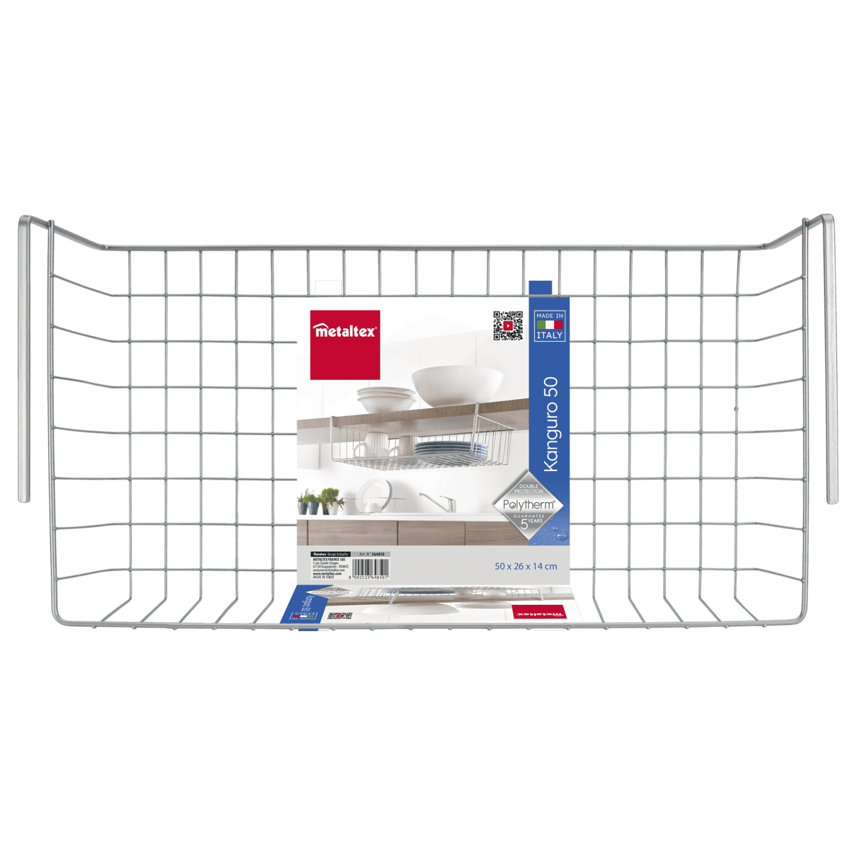 Cesto para móvel inferior 50 x 25,5 x 14 cm aço cinza Metaltex Kanguri - 3