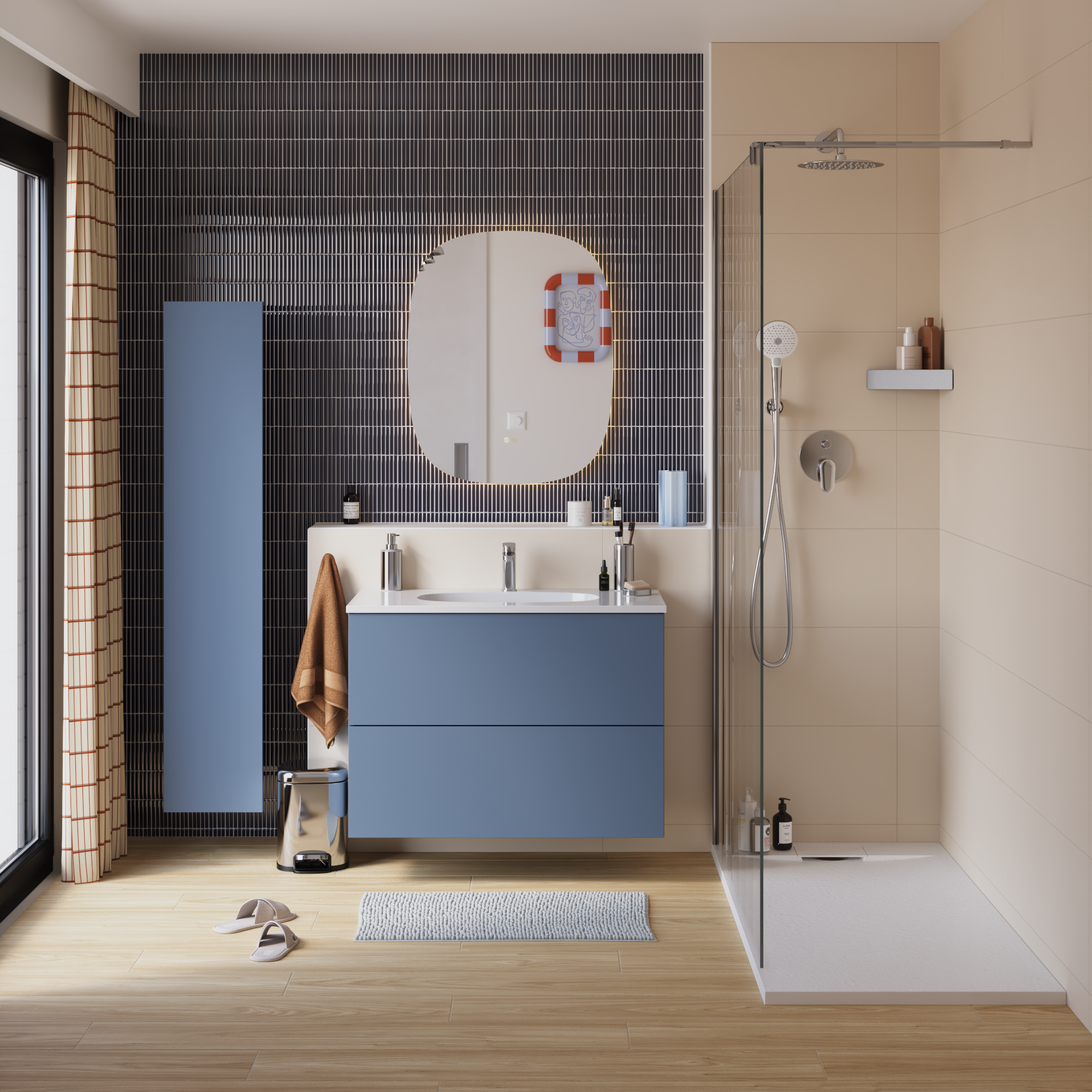 Receveur de douche extraplat, résine, blanc L.140 x l.80 cm, Neo - 3
