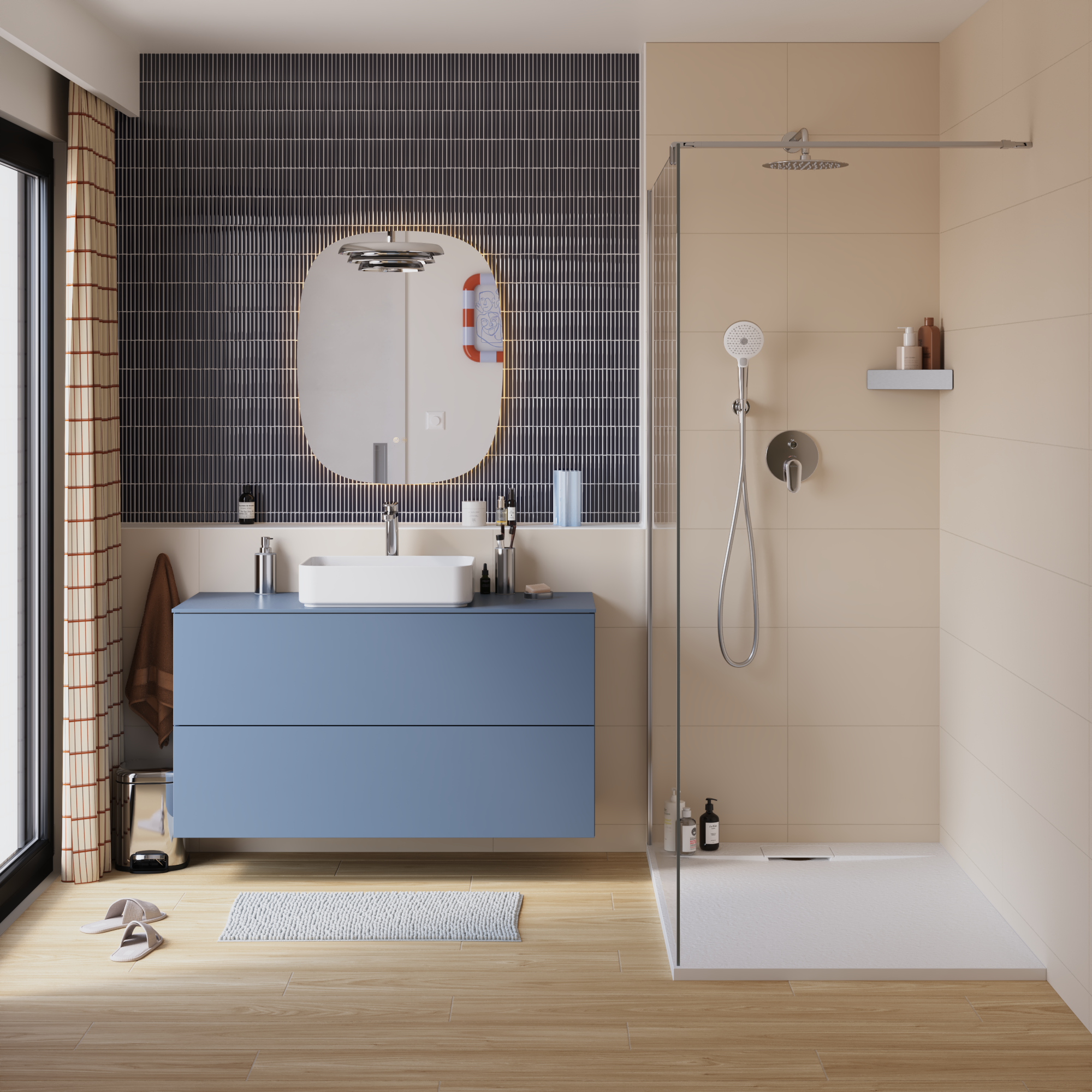 Receveur de douche extraplat, résine, blanc L.140 x l.90 cm, Neo - 3