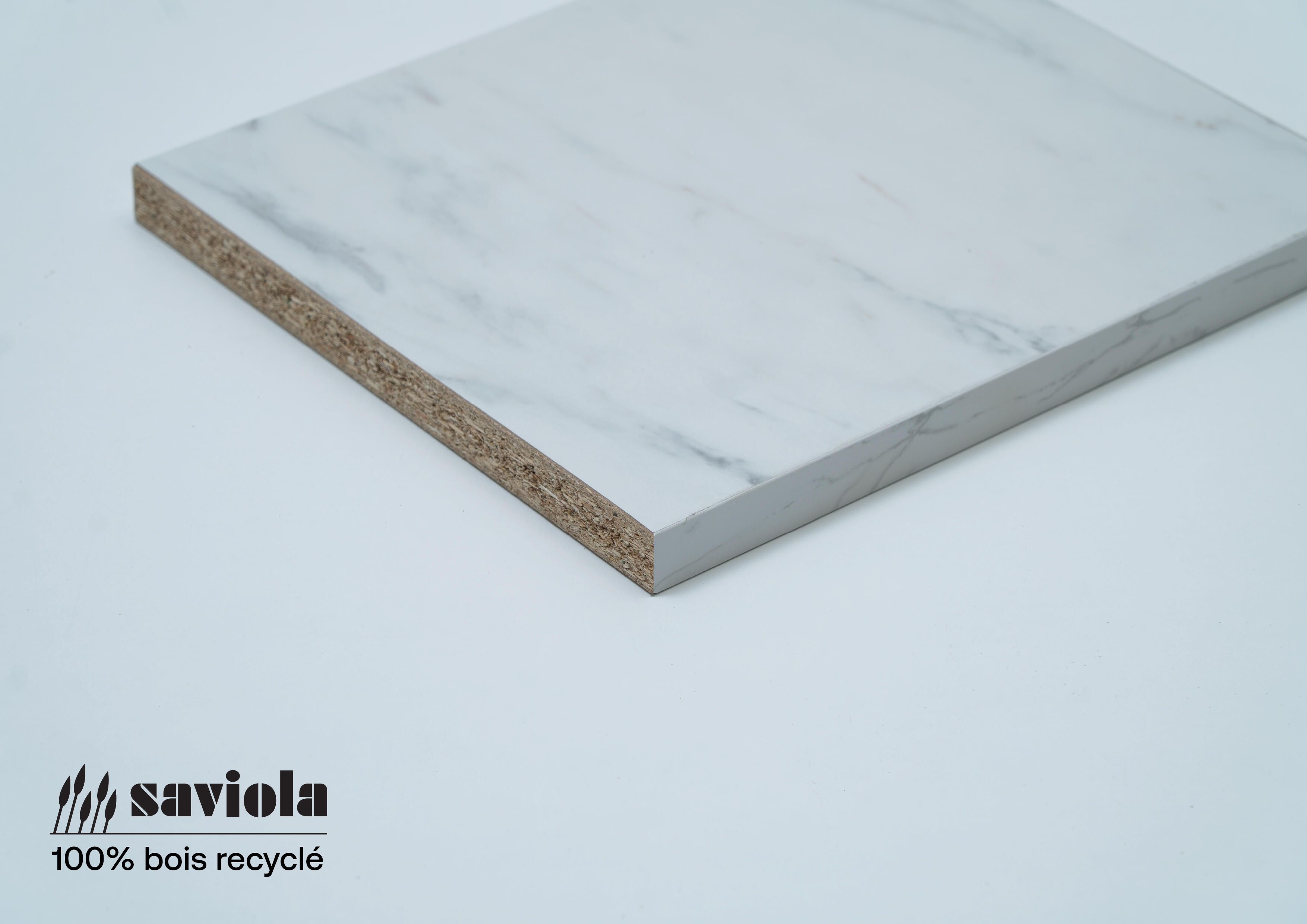 Plan de travail stratifié hydrofuge CLASSIC Marbre blanc L.246xP.63.5xEp.2.8cm - 3
