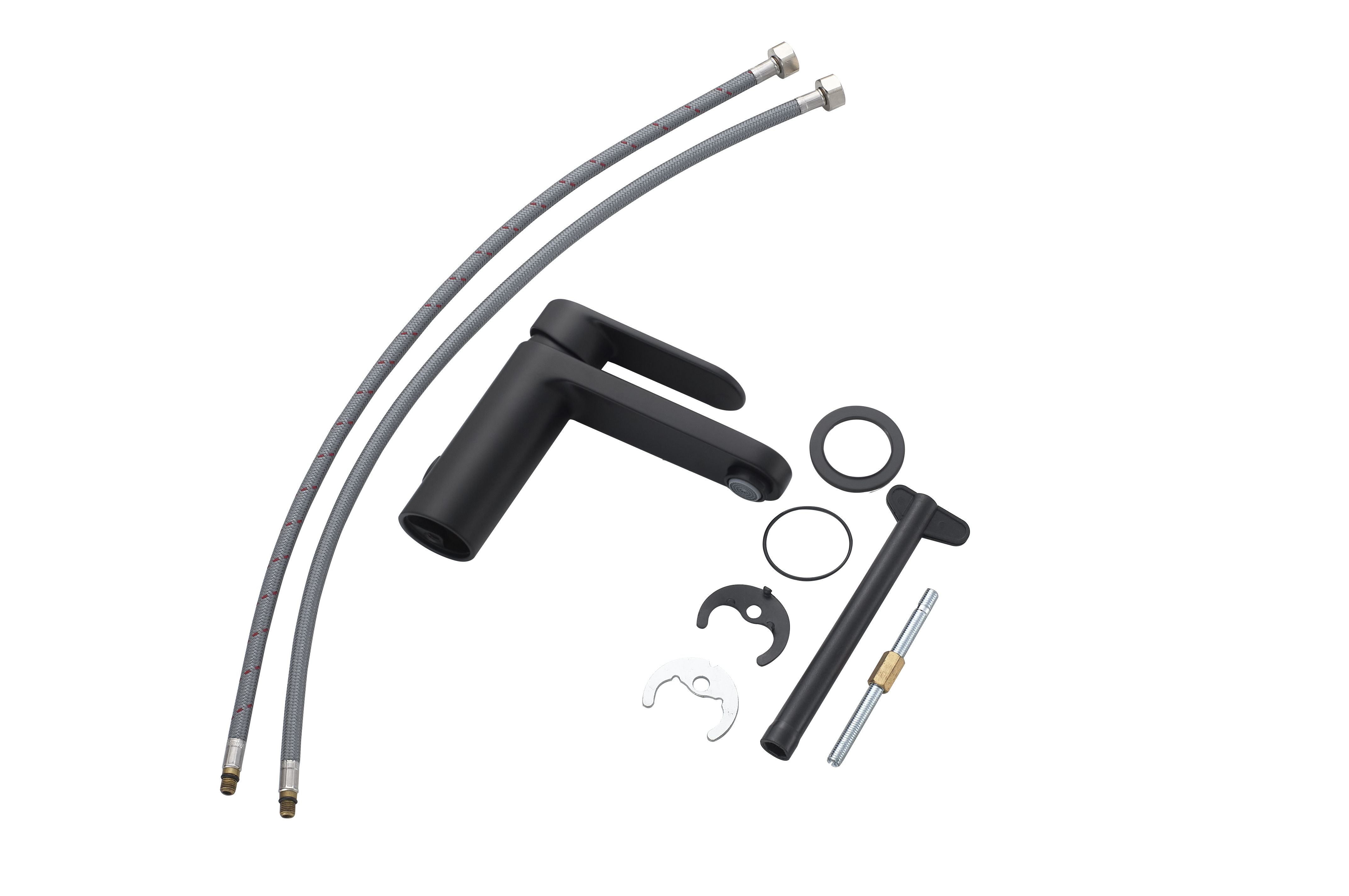 Rubinetto per lavabo a canna media getto laminare cristallino Icone nero spazzolato opaco SENSEA H 14.71 cm - 5