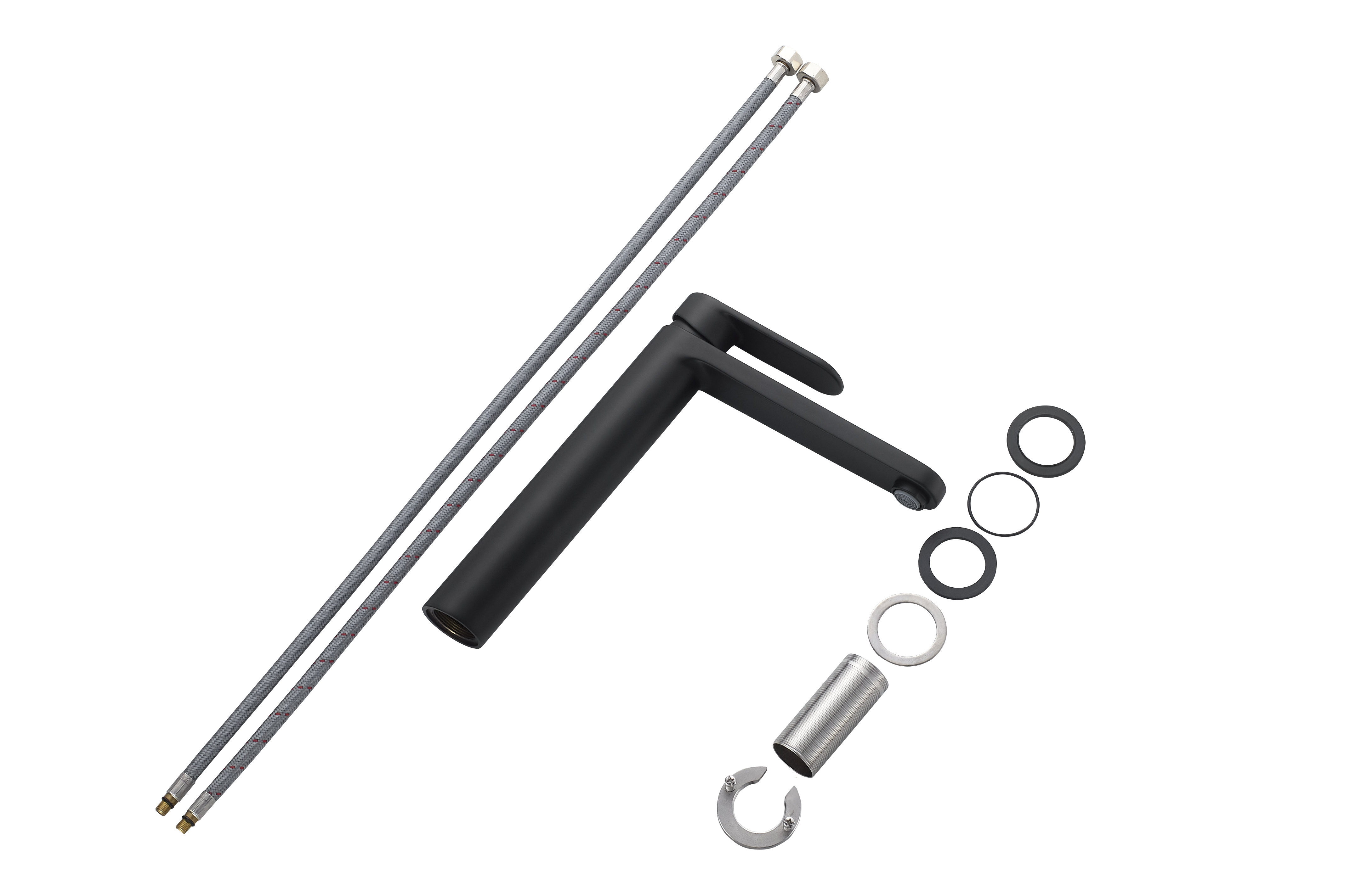 Grifo de lavabo SENSEA Icone monomando negro mate. Apertura en frío. Antical. Latón. Caño de 18.9 cm - 7