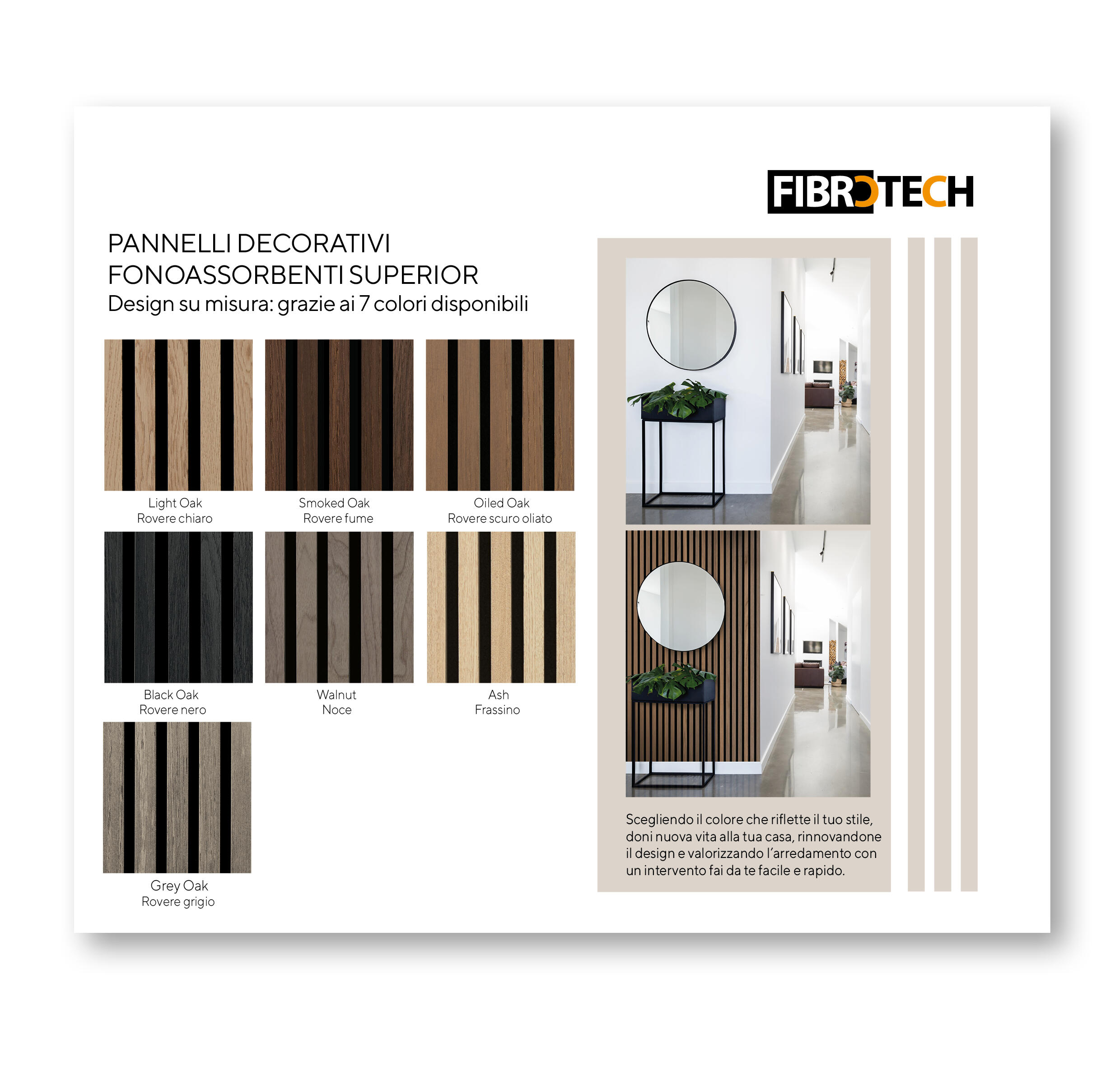 Pannello decorativo fonoassorbente Superior FIBROTECH nero e rovere scuro L 244 x L 60 cm, Sp 22 mm - 8