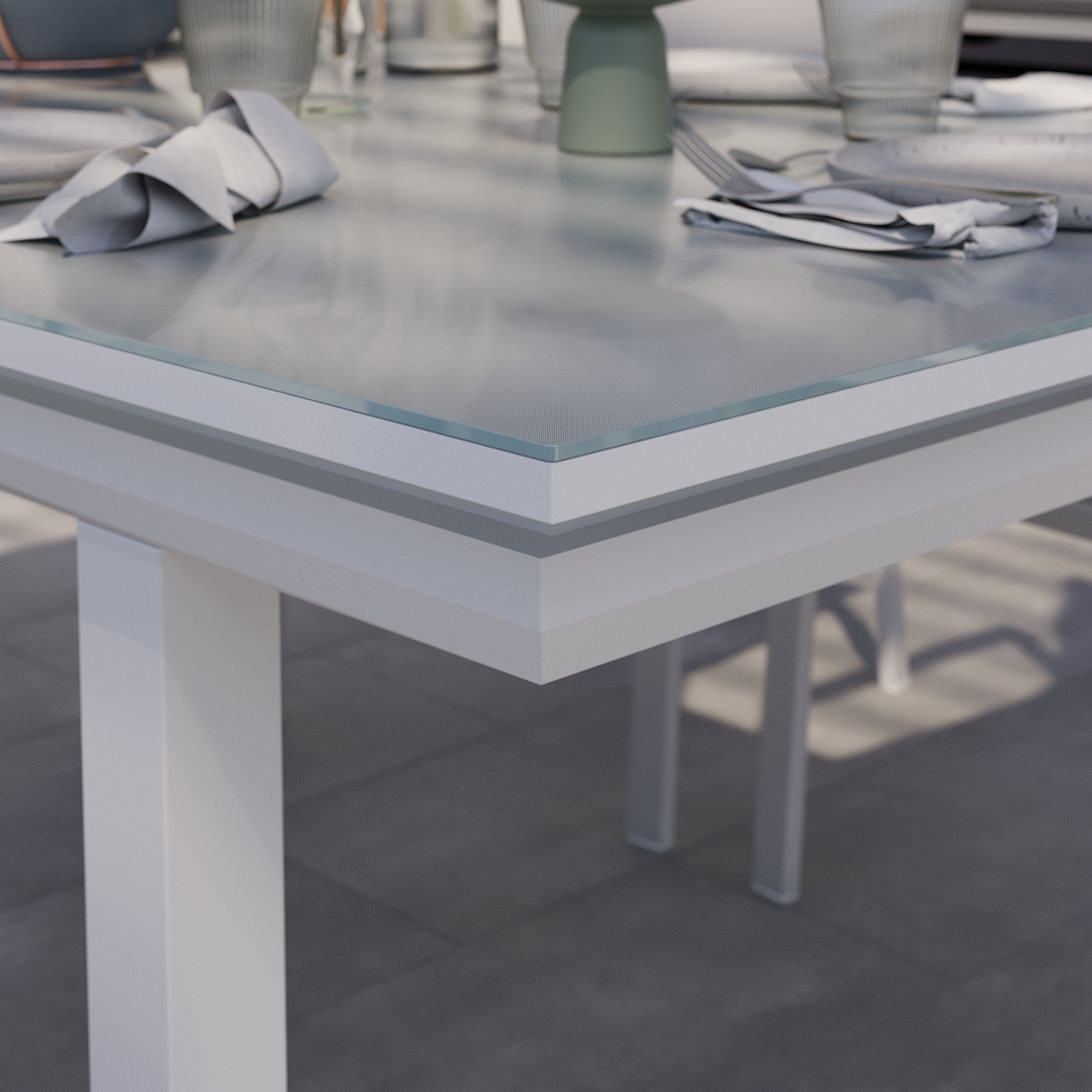 Mesa de refeição extensível em alumínio e vidro 188/244x100x76 cm branco Naterial Odyssea+ - 19