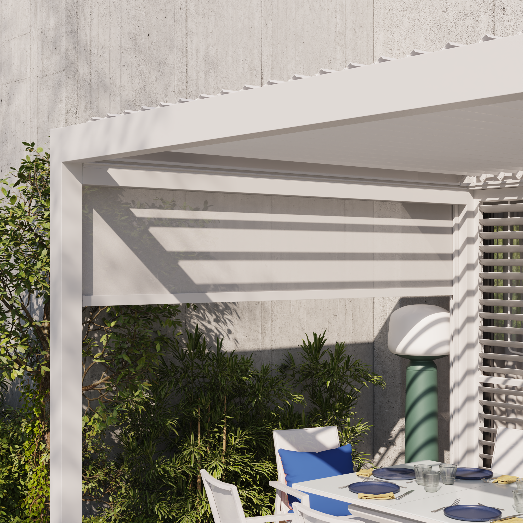 Store latéral en aluminium blanc NATERIAL pour pergola Astra, L.278 x H.231.6 cm - 4