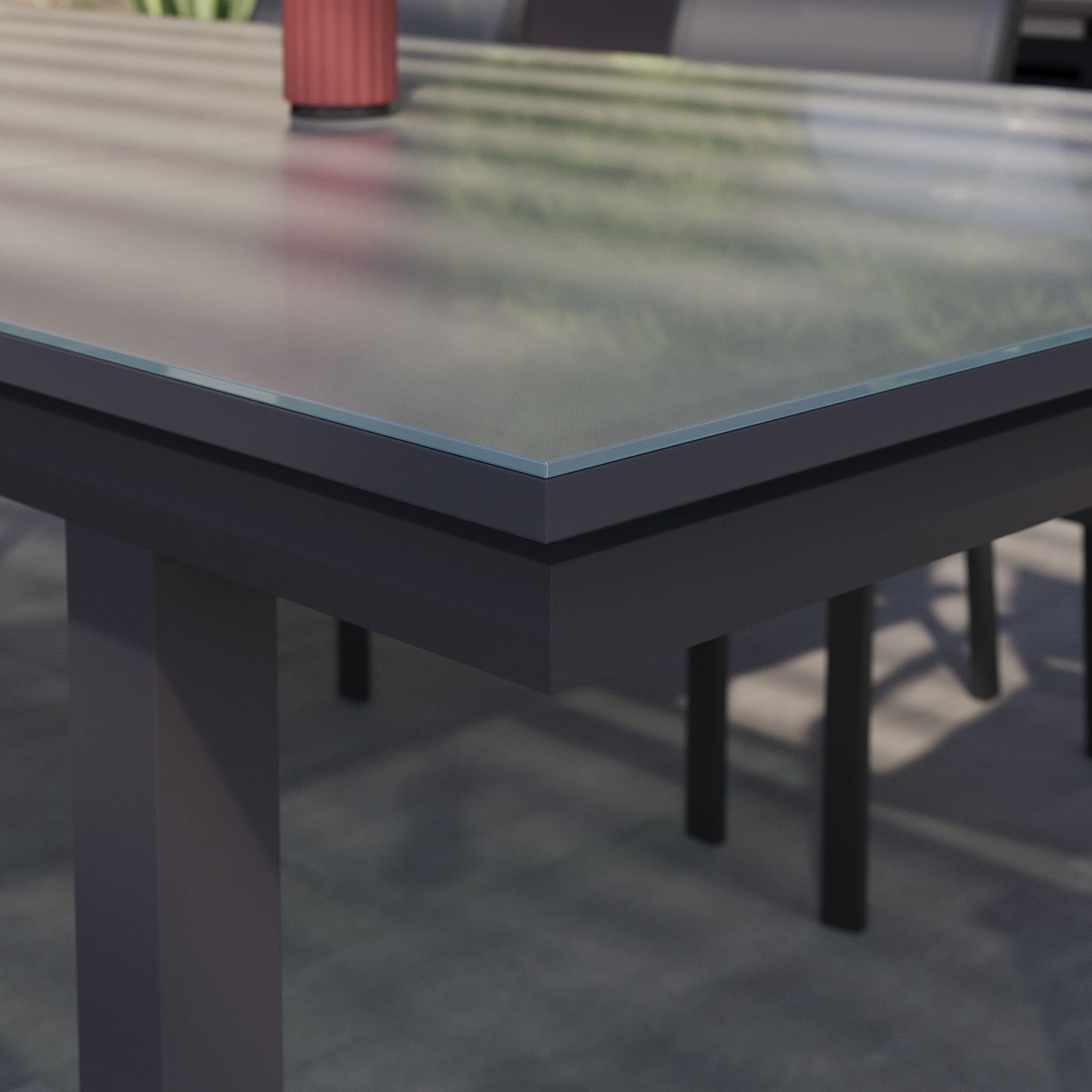 Mesa de refeição extensível em alumínio e vidro 256/320x100x76 cm antracite Naterial Odyssea+ - 14