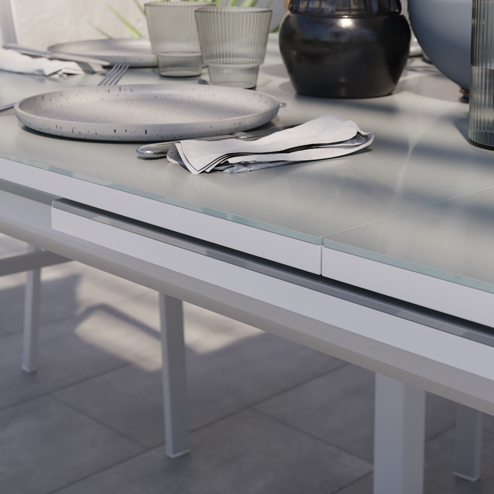 Mesa de refeição extensível em alumínio e vidro 188/244x100x76 cm branco Naterial Odyssea+ - 16