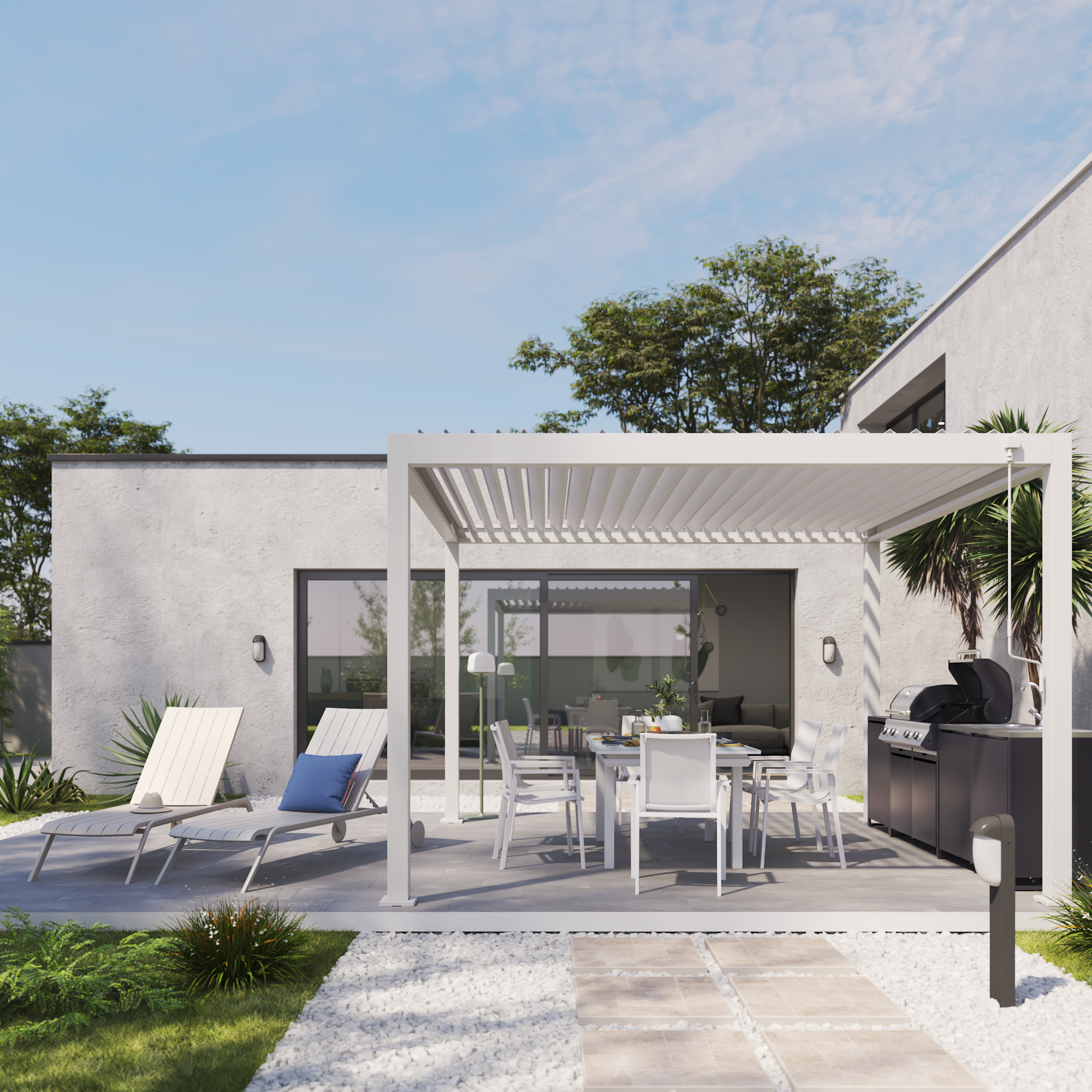 Mesa de refeição extensível em alumínio e vidro 188/244x100x76 cm branco Naterial Odyssea+ - 15