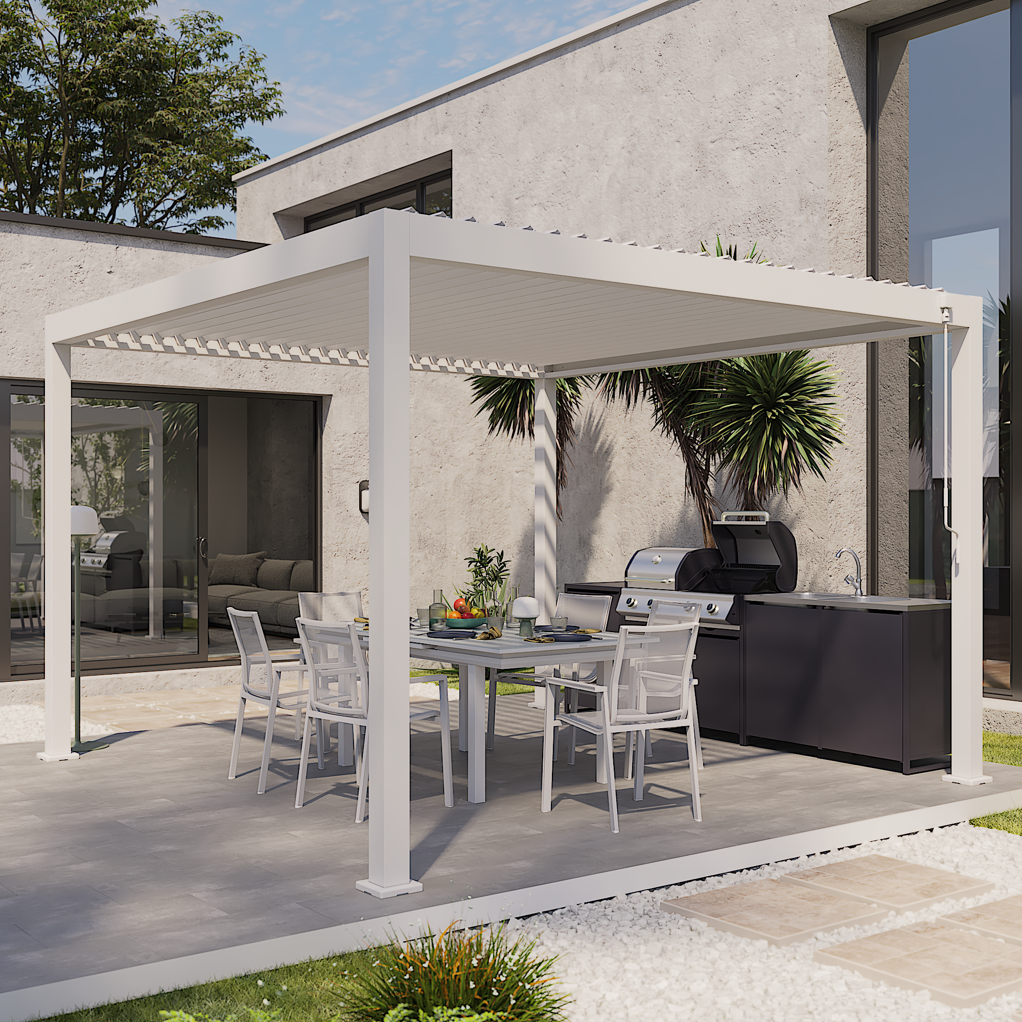 Mesa de refeição extensível em alumínio e vidro 188/244x100x76 cm branco Naterial Odyssea+ - 13