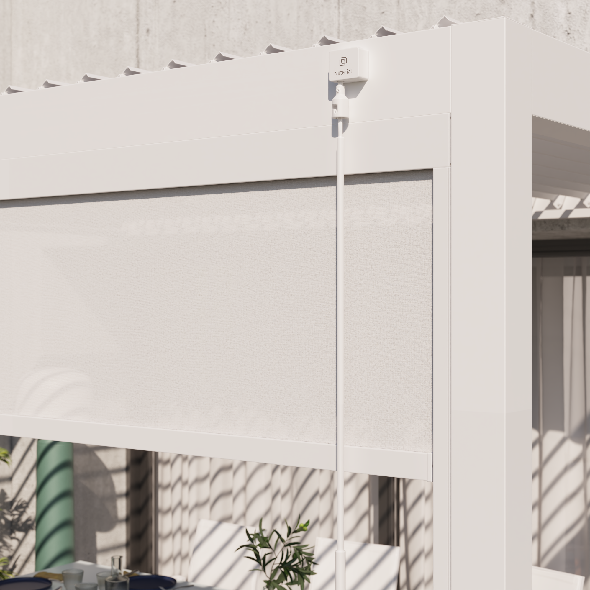 Store façade en aluminium blanc NATERIAL pour pergola Astra, L.370.8xH.231.6 cm - 11