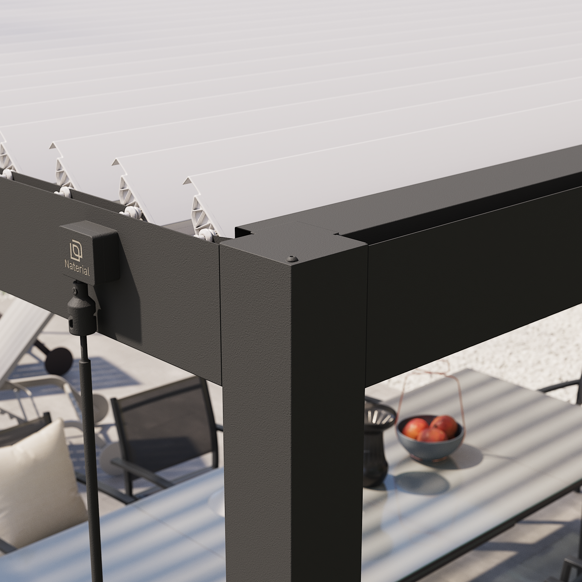 Pérgola bioclimática de aluminio NATERIAL Astra gris y lama gris claro de 363 x 363 x 248 cm manual - 6