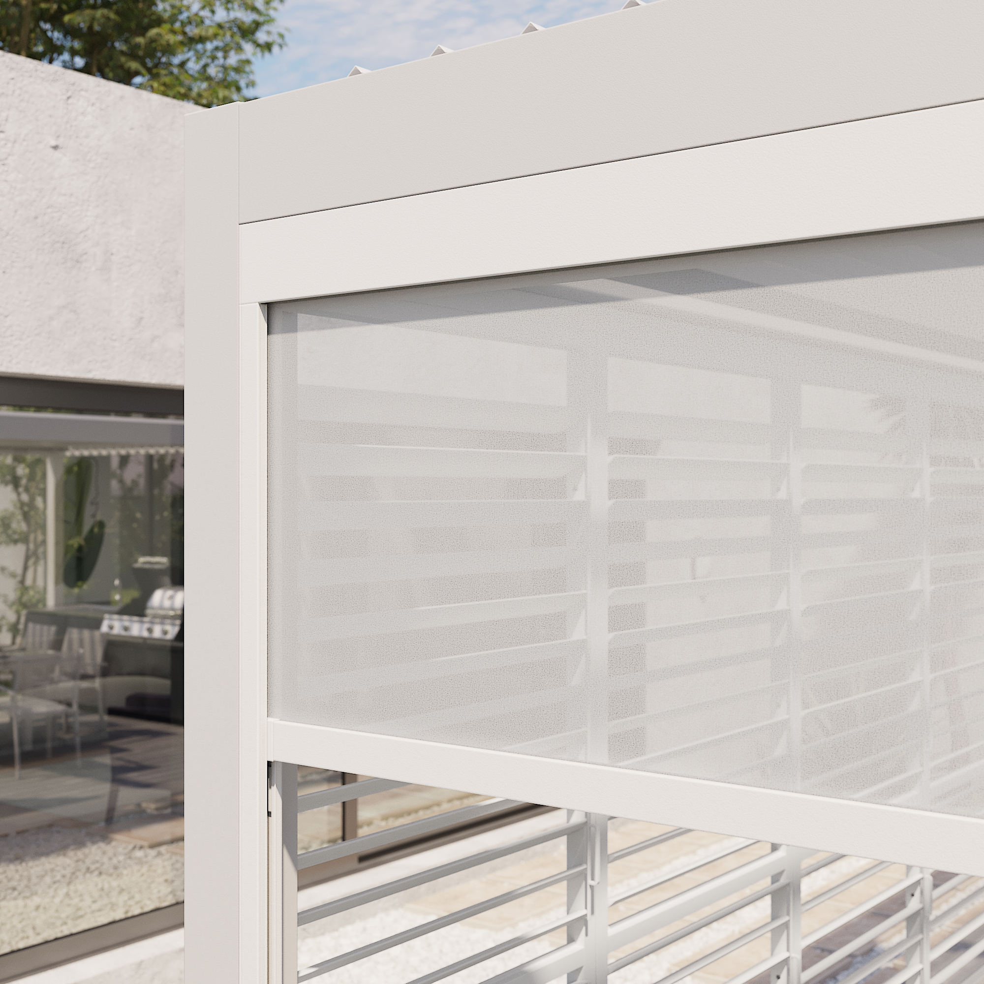 Store latéral en aluminium blanc NATERIAL pour pergola Astra, L.340.8xH.231.6 cm - 7