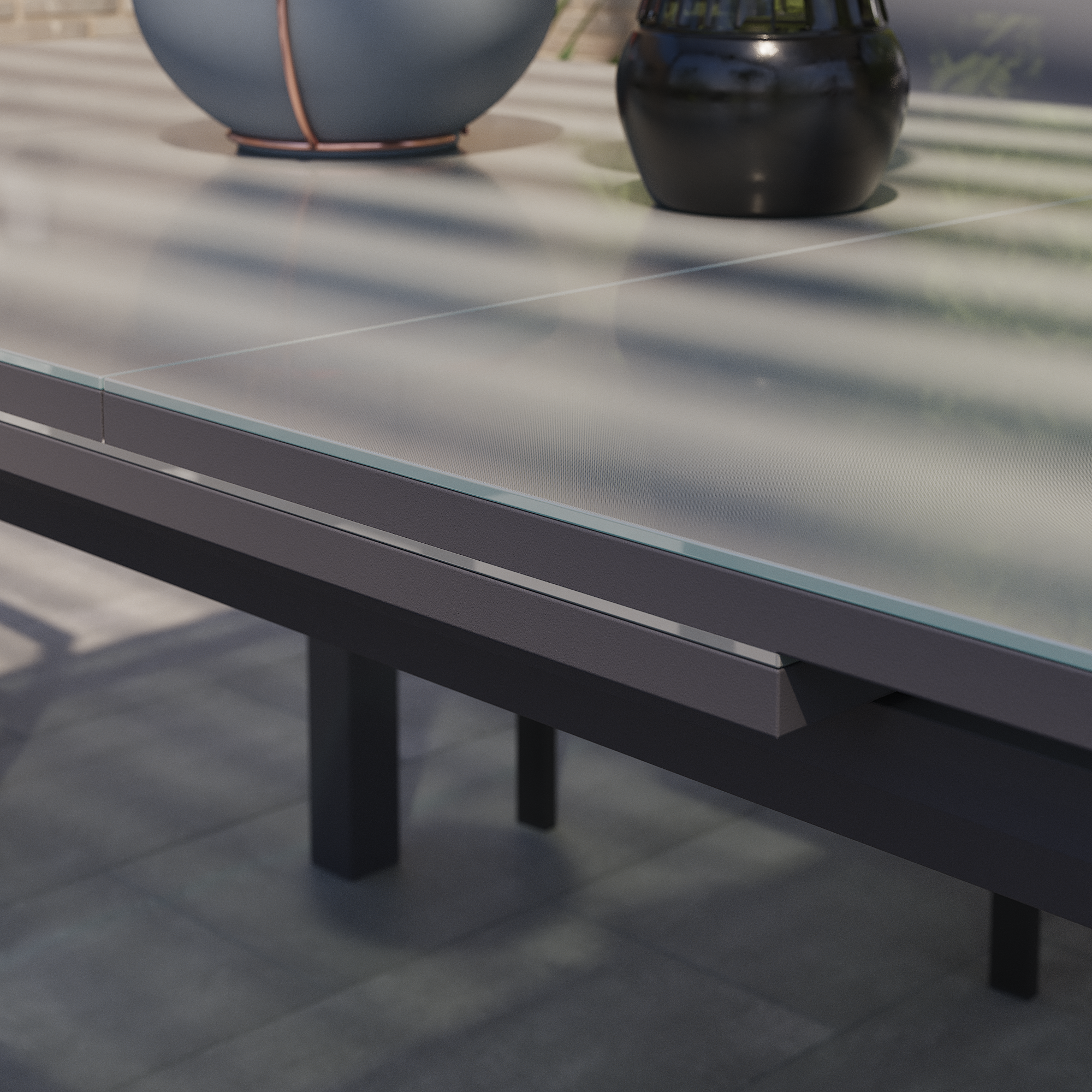Mesa de refeição extensível em alumínio e vidro 256/320x100x76 cm antracite Naterial Odyssea+ - 5