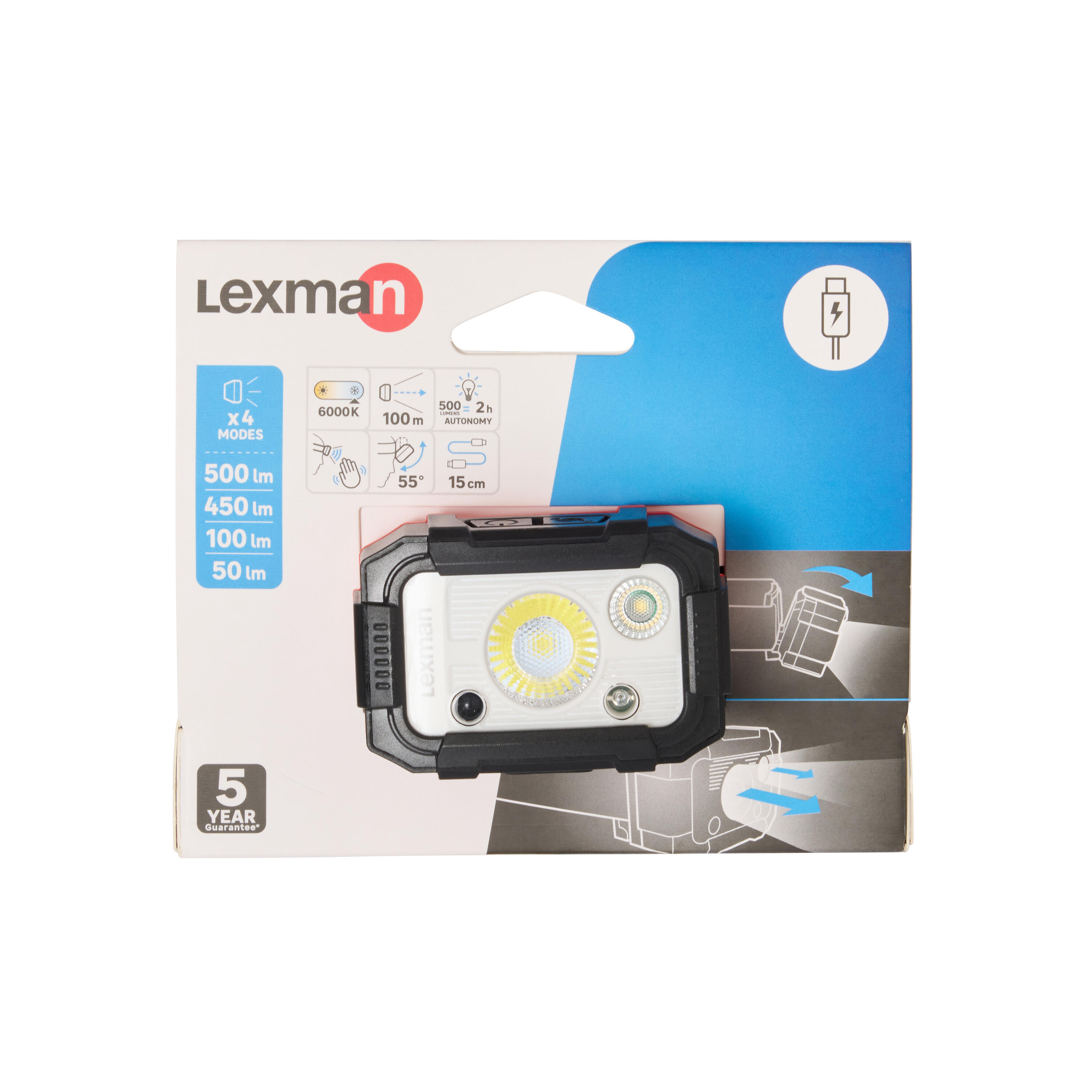 Latarka czołowa LED 520 lm USB-C Lexman - 16