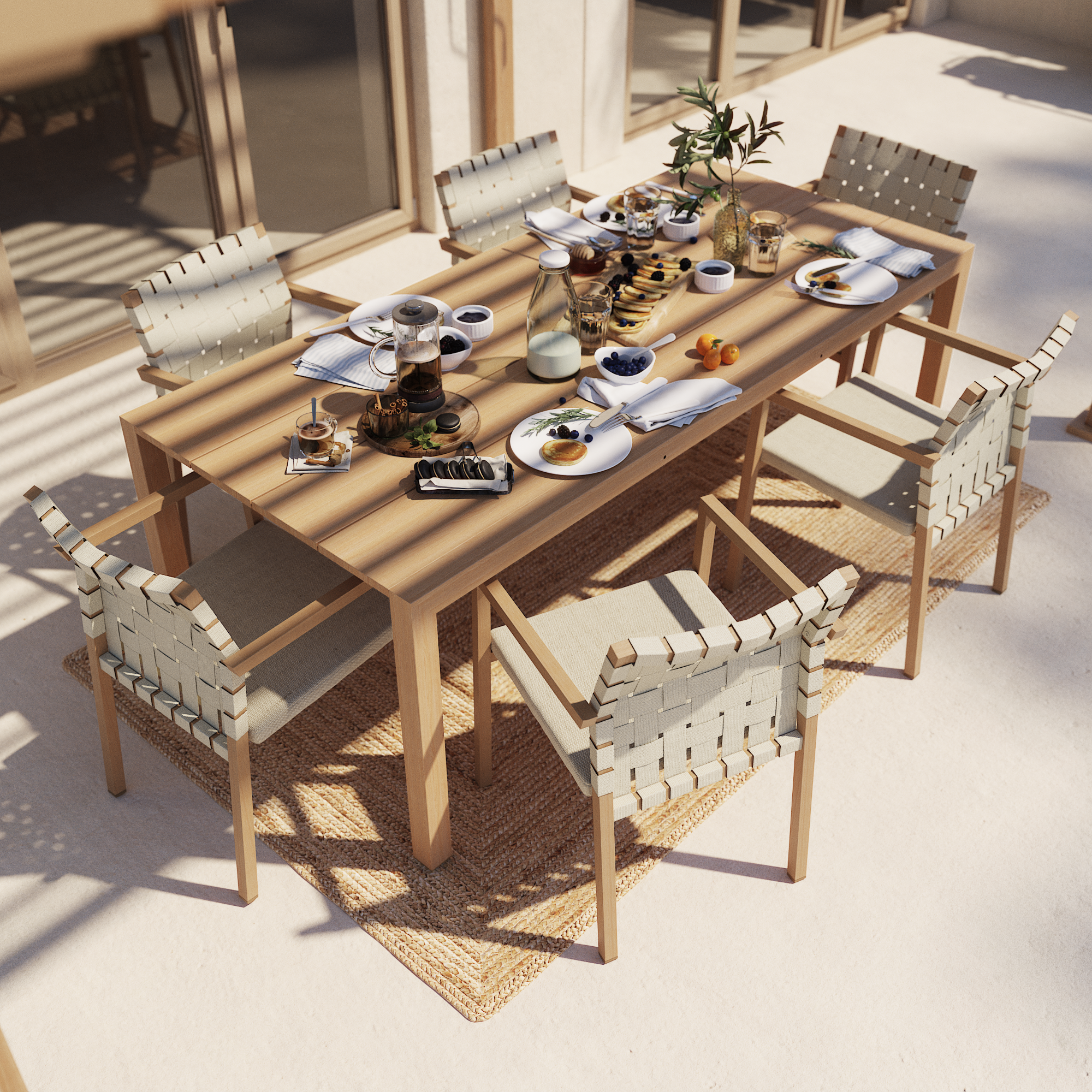 Table de jardin NATERIAL Okinawa aluminium rectangulaire beige 6 personnes - 2