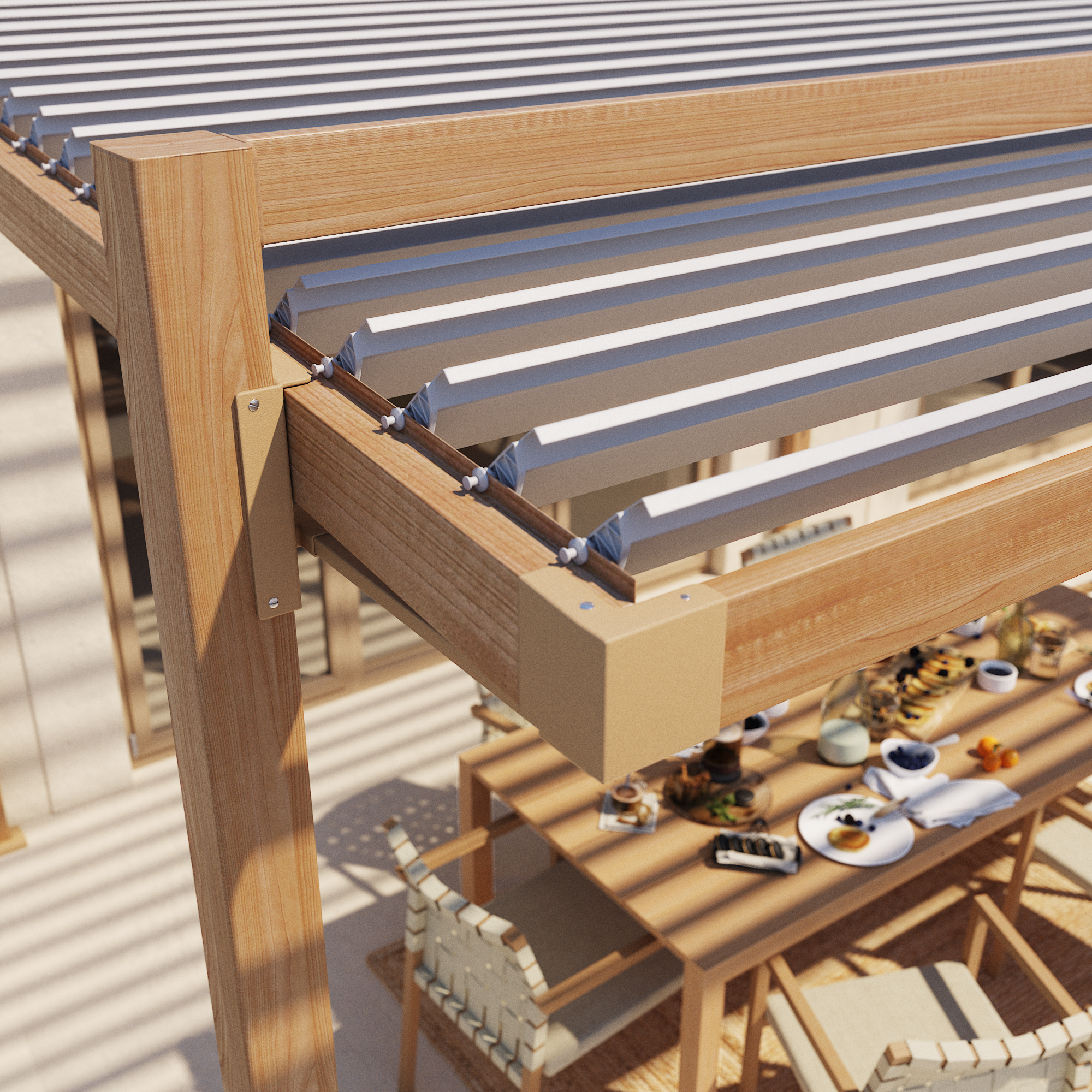 Pergola bioclimatica 320x358 cm in alluminio, effetto legno - Clima Odyssea NATERIAL - 5