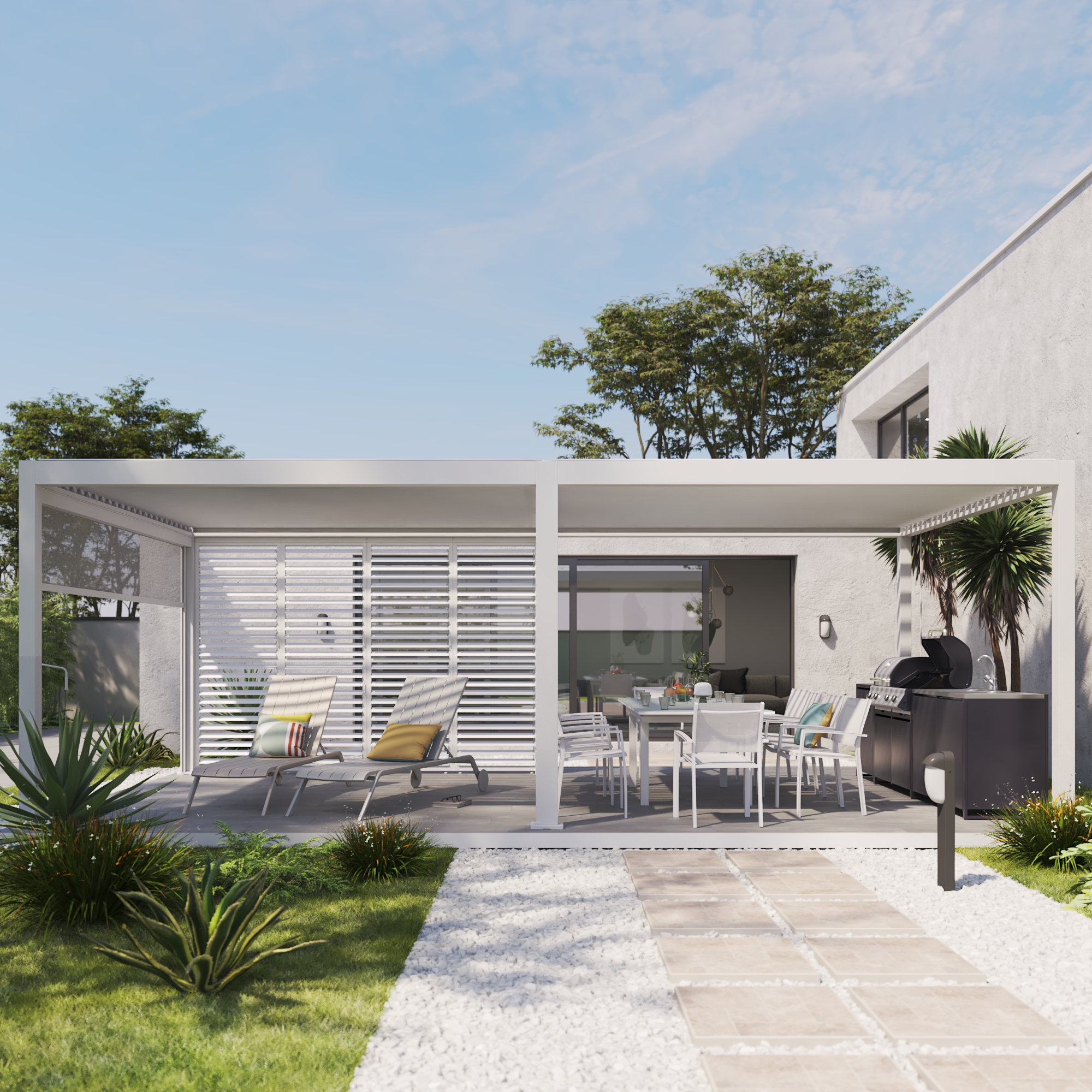 Mesa de refeição extensível em alumínio e vidro 188/244x100x76 cm branco Naterial Odyssea+ - 5