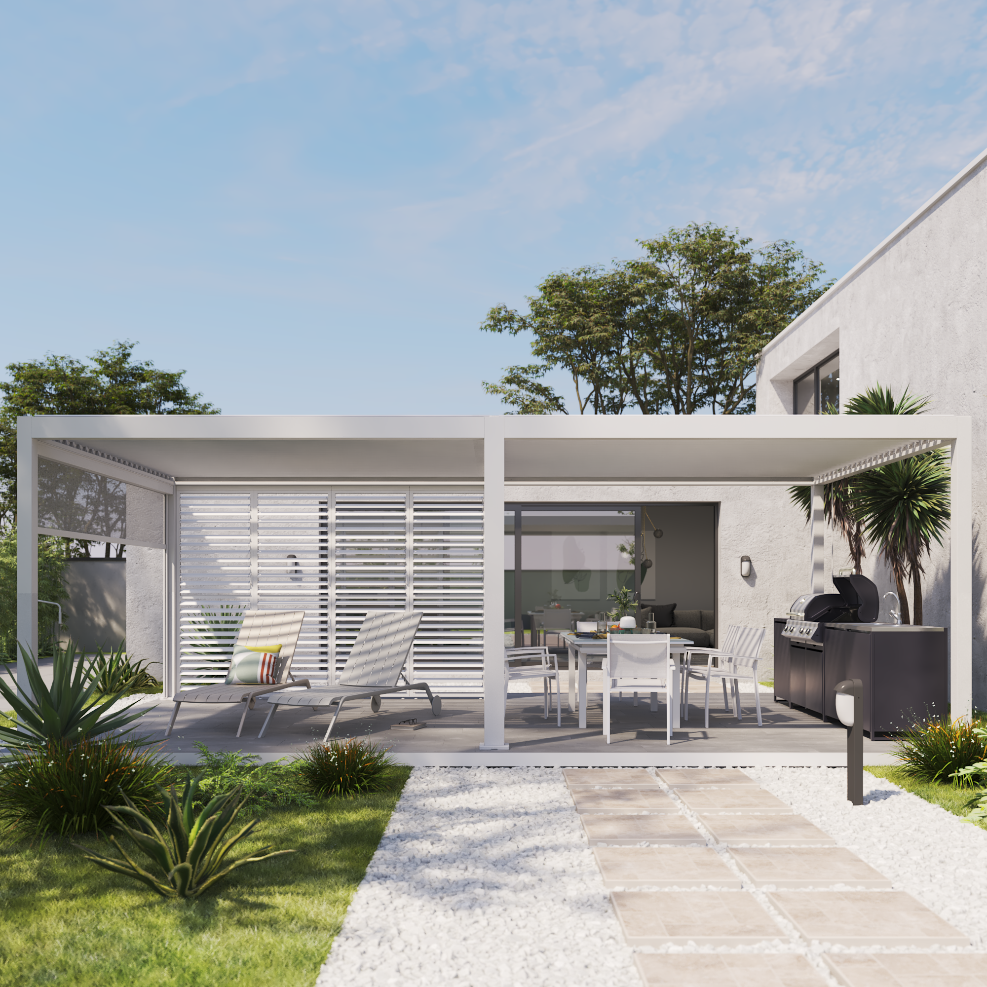 Mesa de refeição extensível em alumínio e vidro 188/244x100x76 cm branco Naterial Odyssea+ - 4
