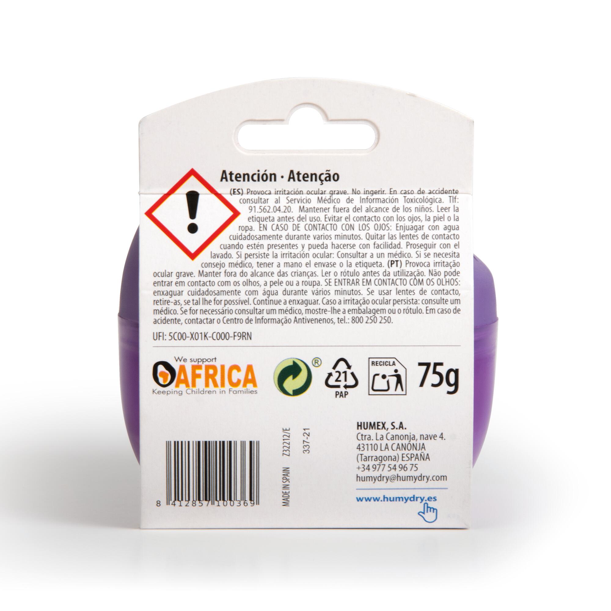 Kit de absorción de humedad  HUMYDRY para uso en estancia hasta 5m2. Perfume lavanda.  1 recarga pastilla. Vida útil 4 semanas. - 4