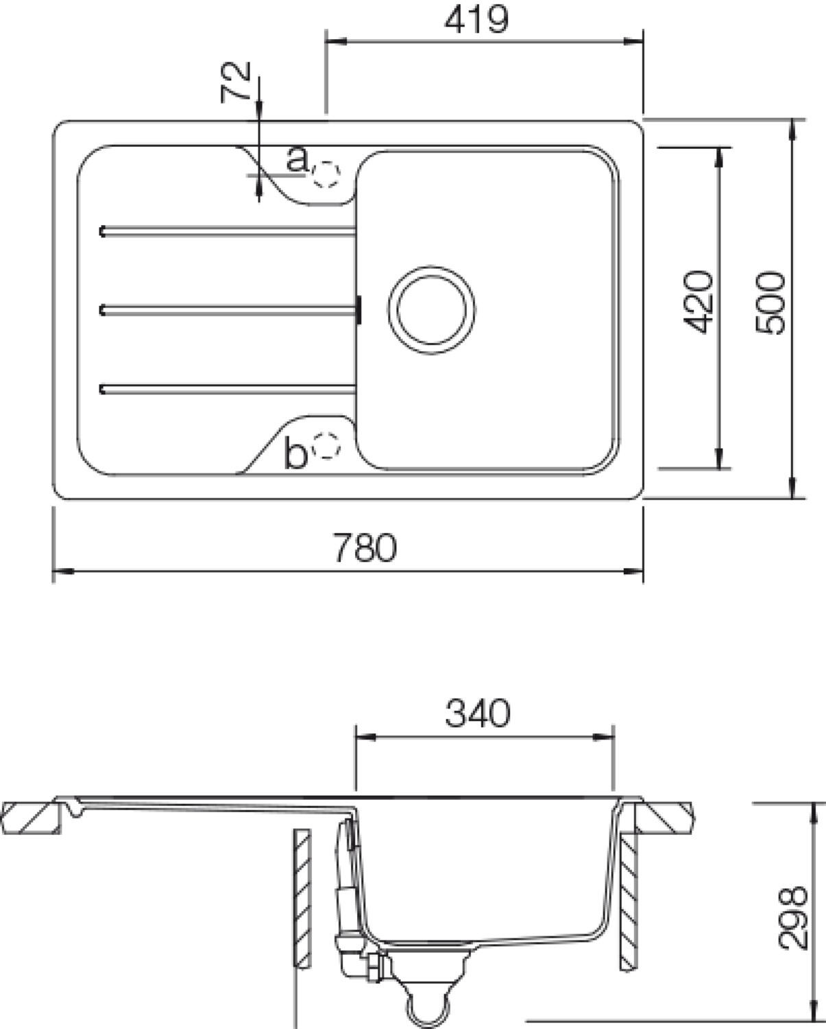 Evier en quartz et résine 1 bac 78 x 50 cm vidage inclus Form noir - 2