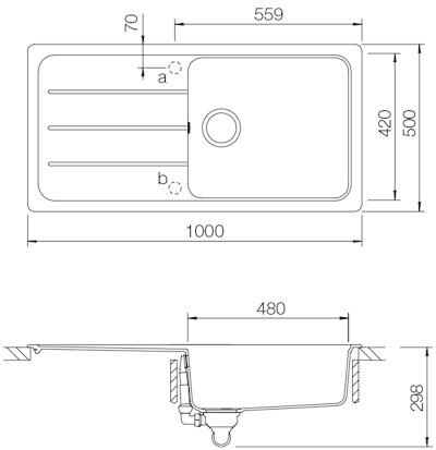 Evier en quartz et résine 1 bac 100 x 50 cm vidage inclus Form blanc - 2