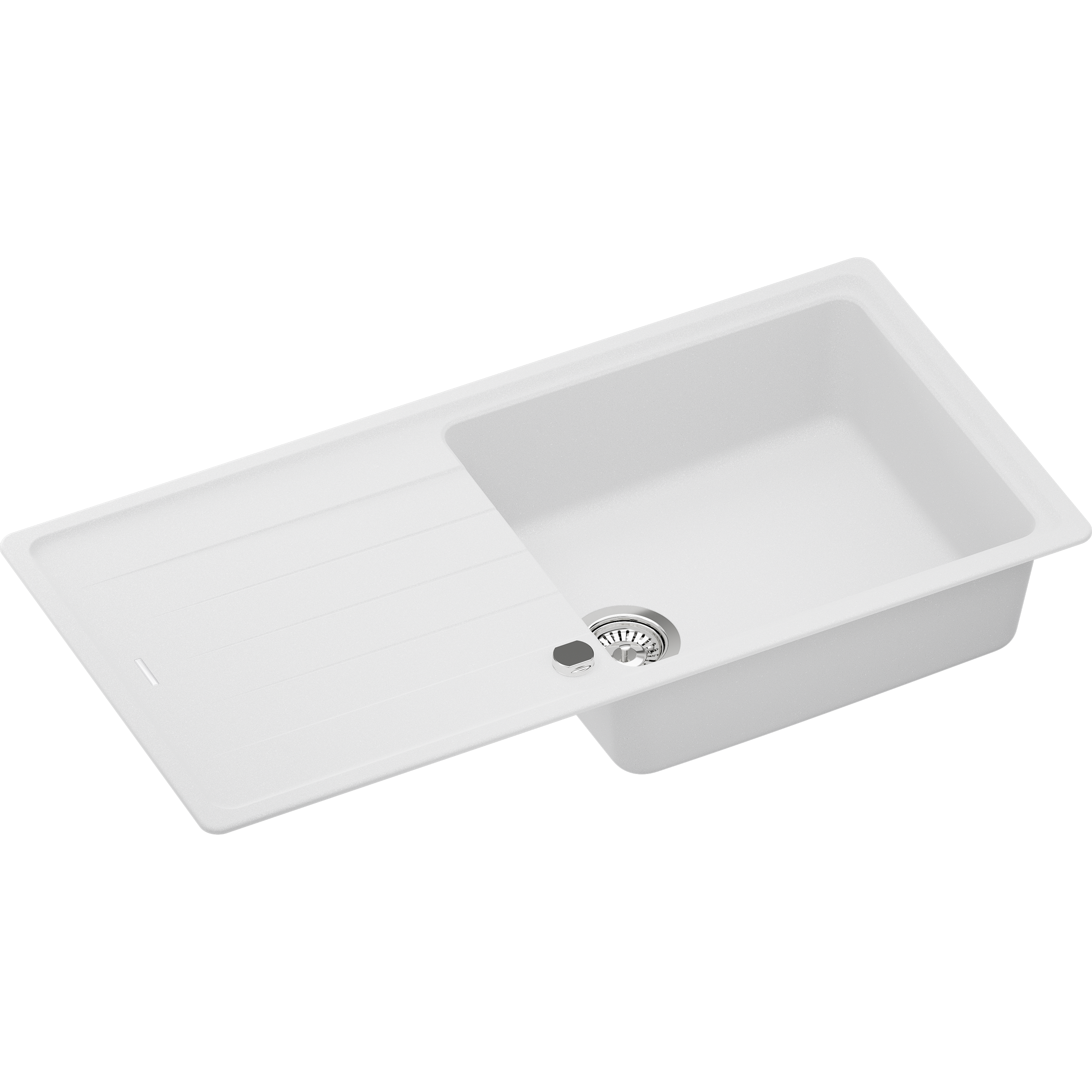 Evier en quartz et résine 1 bac 100 x 50 cm vidage inclus Eleme blanc - 3