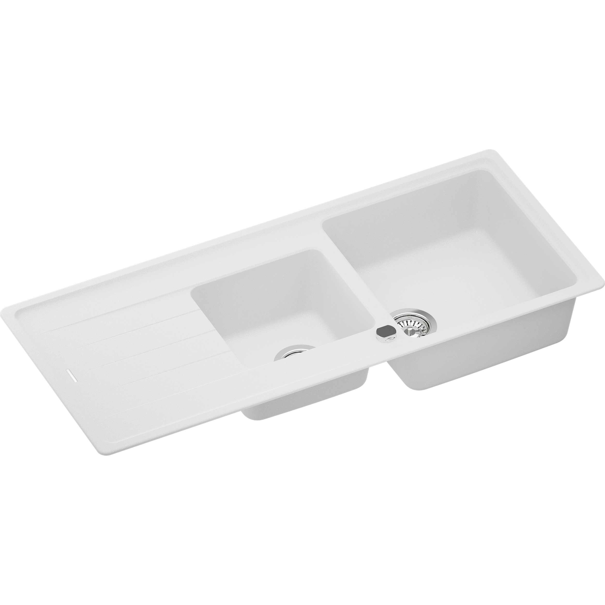 Evier en quartz et résine 2 bacs 116 x 50 cm vidage inclus Eleme blanc - 3