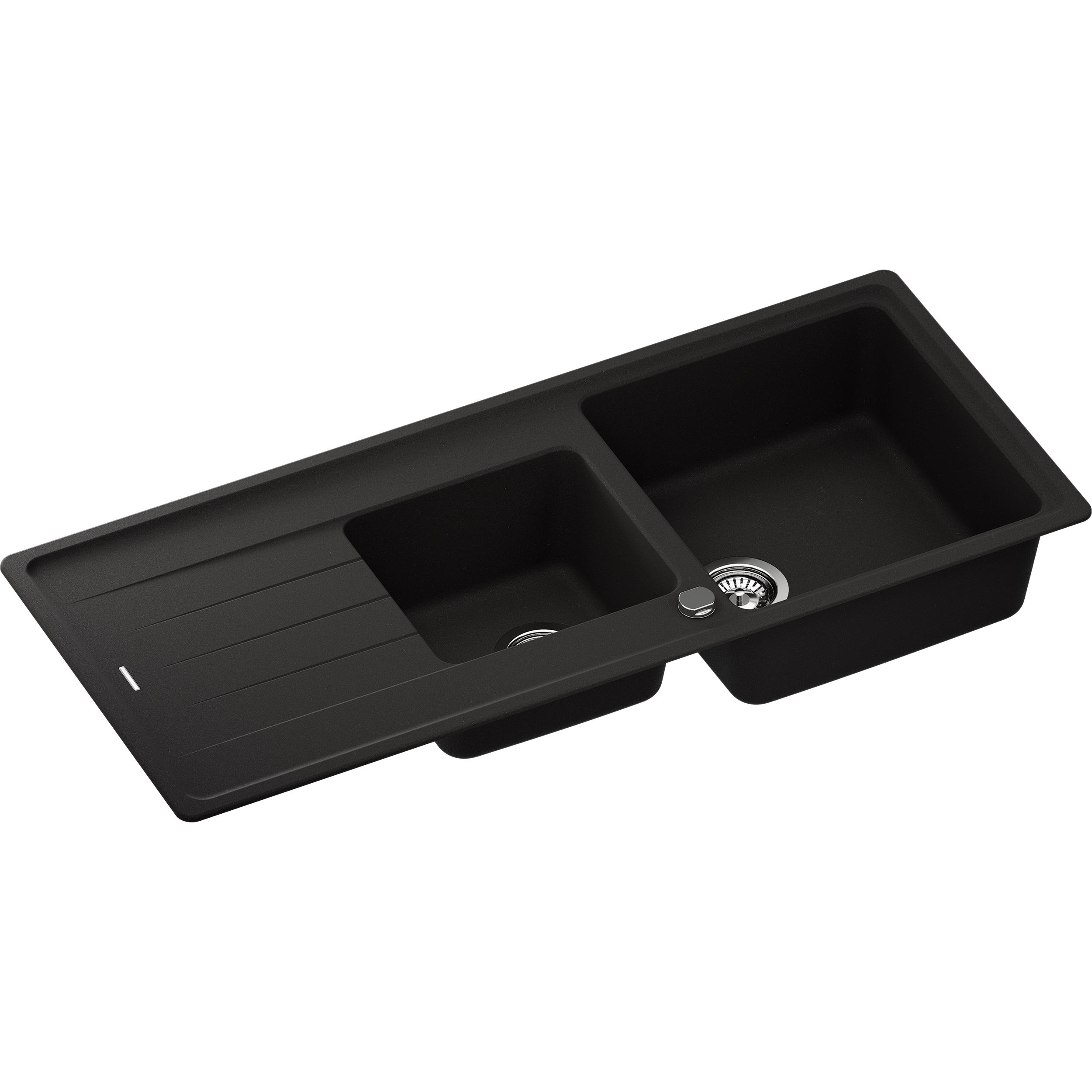 Evier en quartz et résine 2 bacs 116 x 50 cm vidage inclus Eleme noir - 3