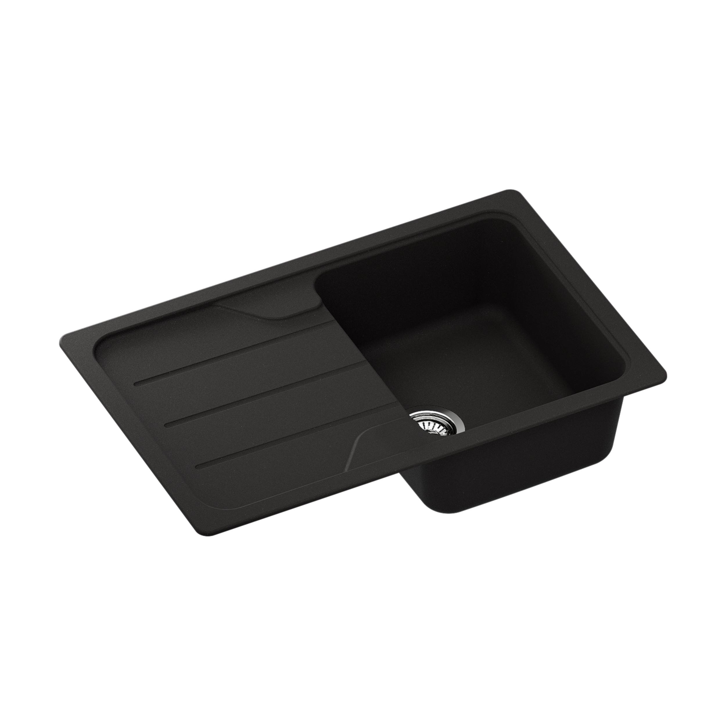 Evier en quartz et résine 1 bac 78 x 50 cm vidage inclus Form noir - 3